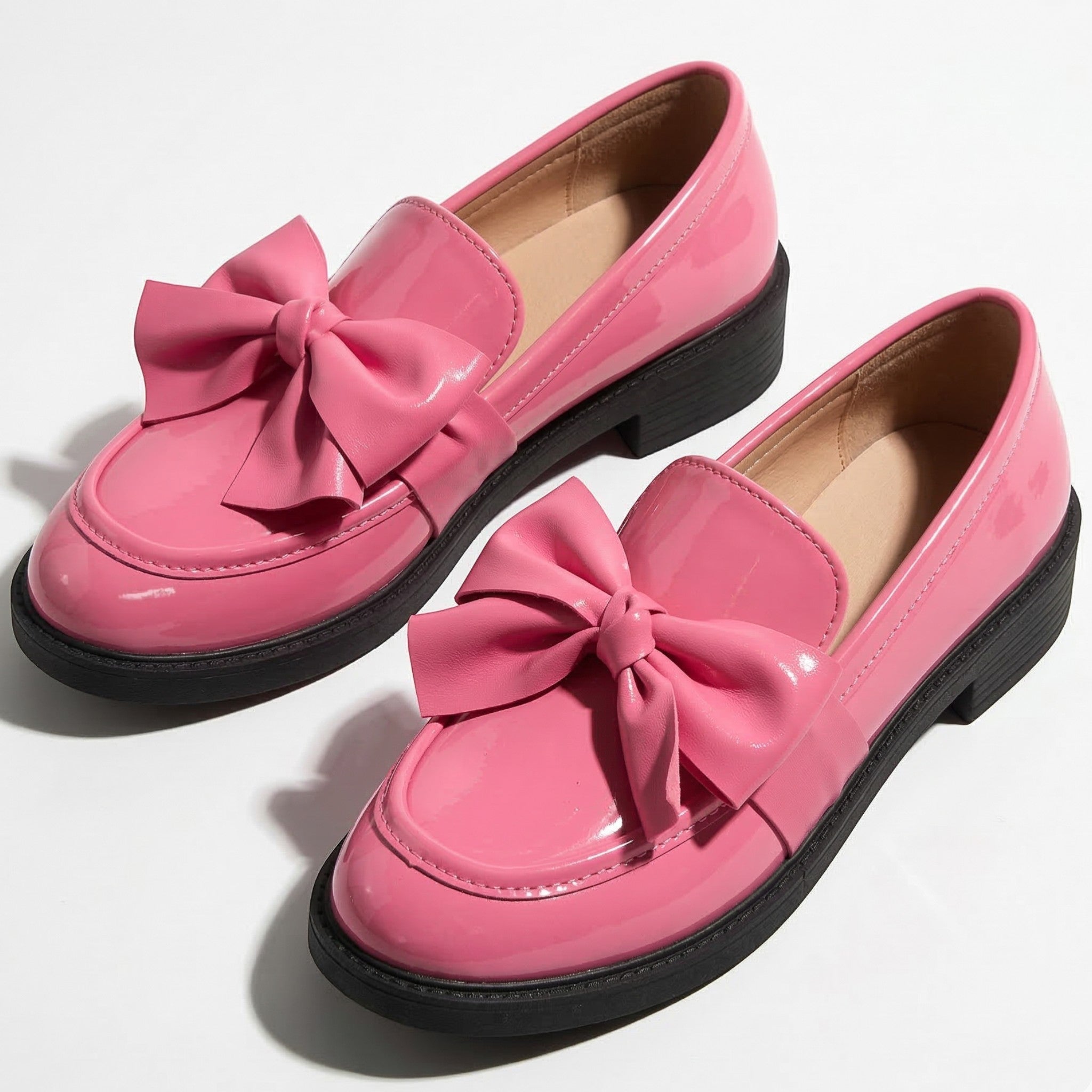 Florence - Women's Platform Loafers with Bow Detail - Loafers - Pink - Parker&Brooks