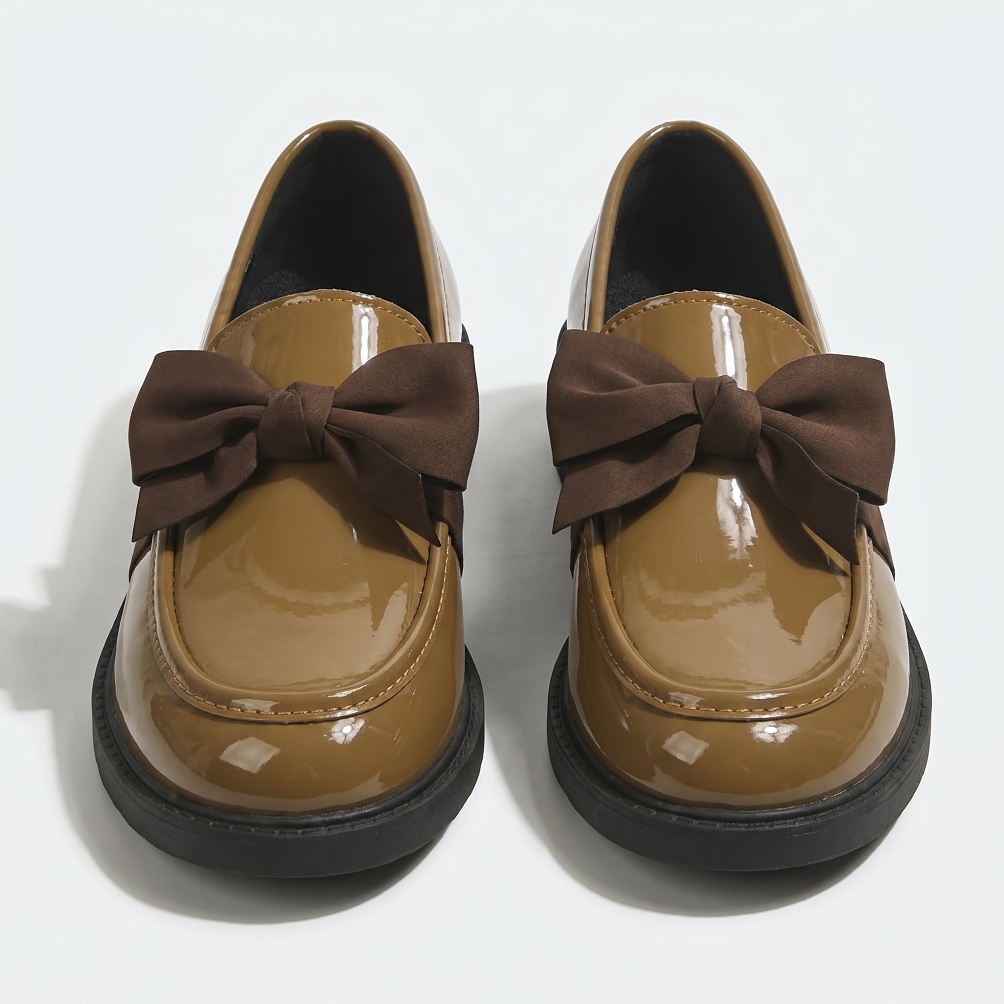 Florence - Women's Platform Loafers with Bow Detail - Loafers - Brown - Parker&Brooks