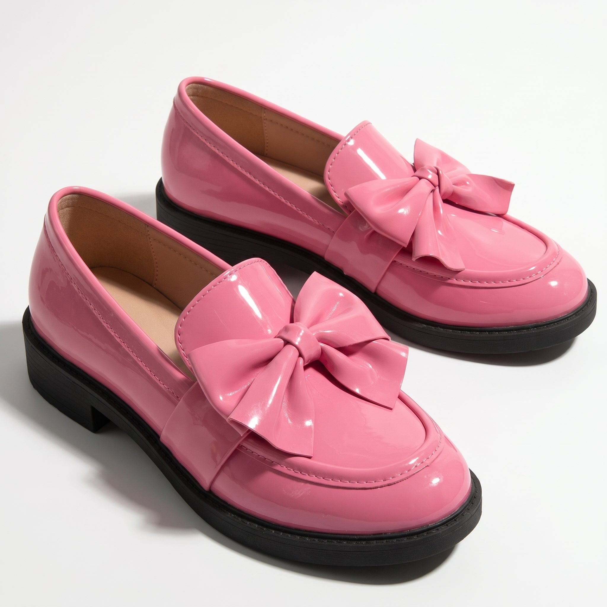 Florence - Women's Platform Loafers with Bow Detail - Loafers - Pink - Parker&Brooks