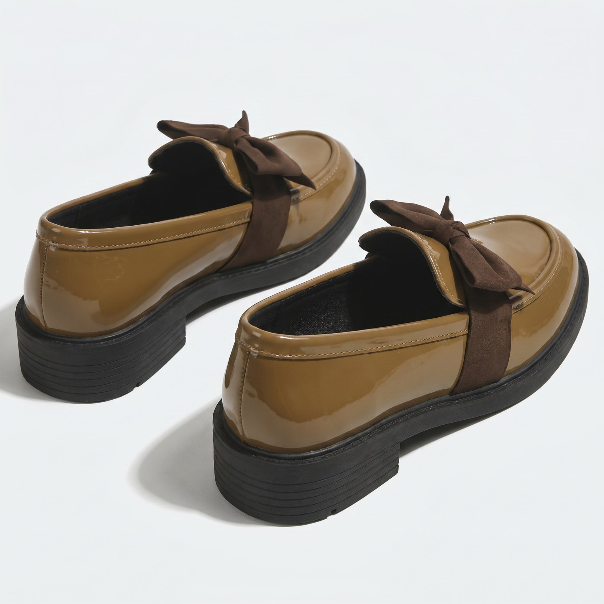 Florence - Women's Platform Loafers with Bow Detail - Loafers - Brown - Parker&Brooks