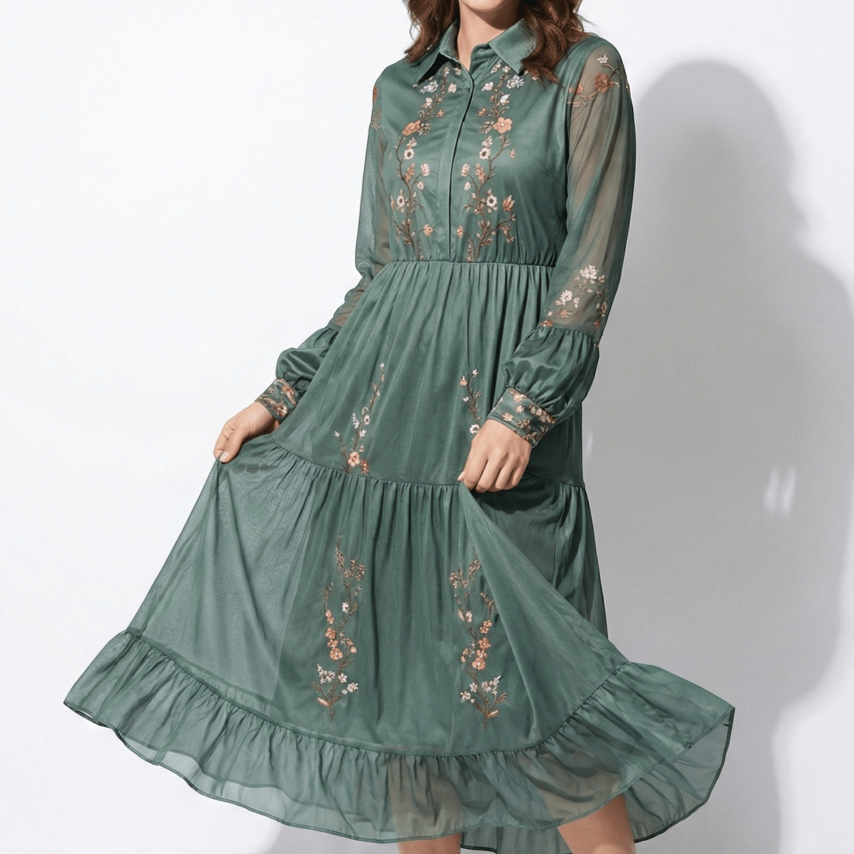 Freya - Women's Bohemian Party Maxi Dress - Dress - Dark Green - Parker&Brooks
