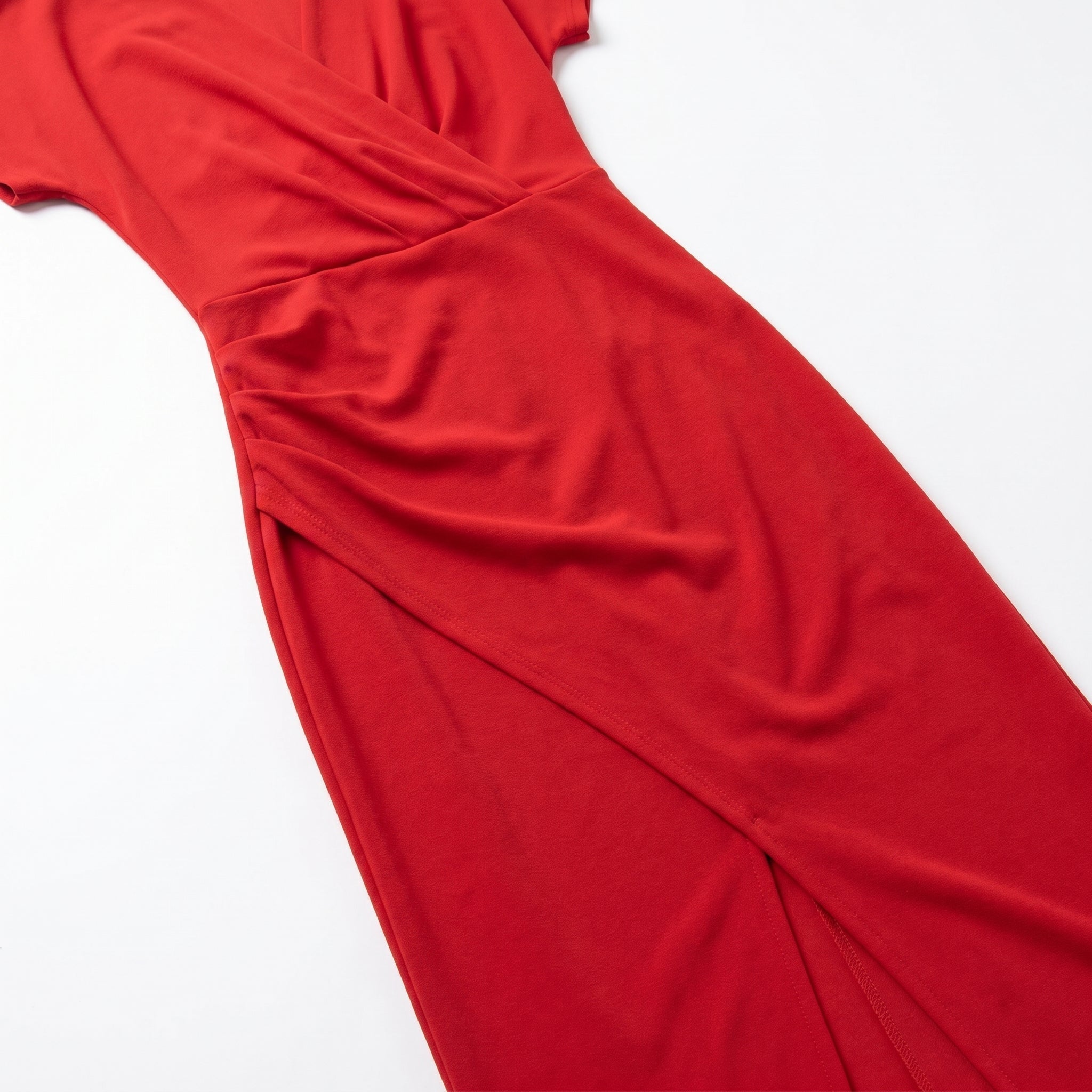 Freya - Women's Ruched Bodycon Casual Midi Dress - Dresses - Red - Parker&Brooks