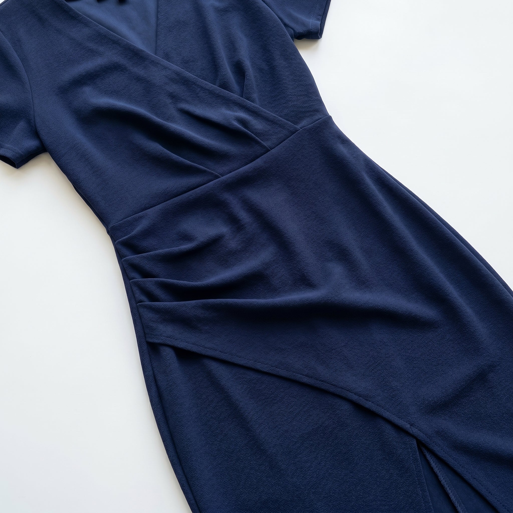 Freya - Women's Ruched Bodycon Casual Midi Dress - Dresses - Navy Blue - Parker&Brooks