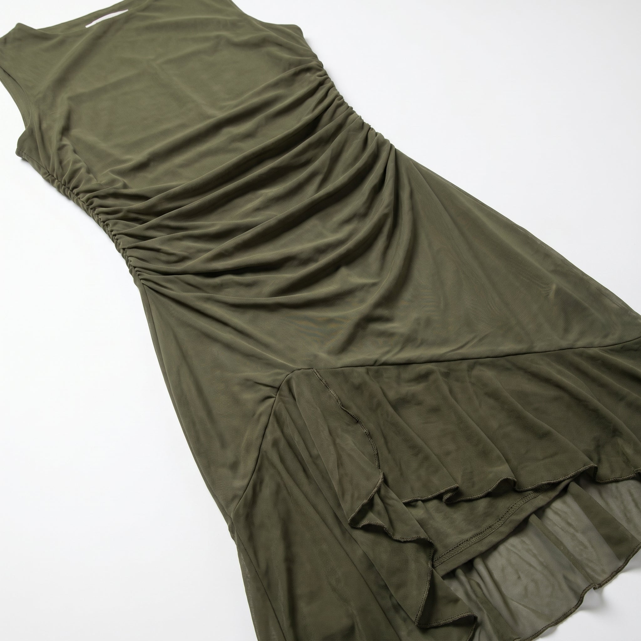 Freya - Women's Ruched Sleeveless Party Midi Dress - Midi Dresses - Green - Parker&Brooks