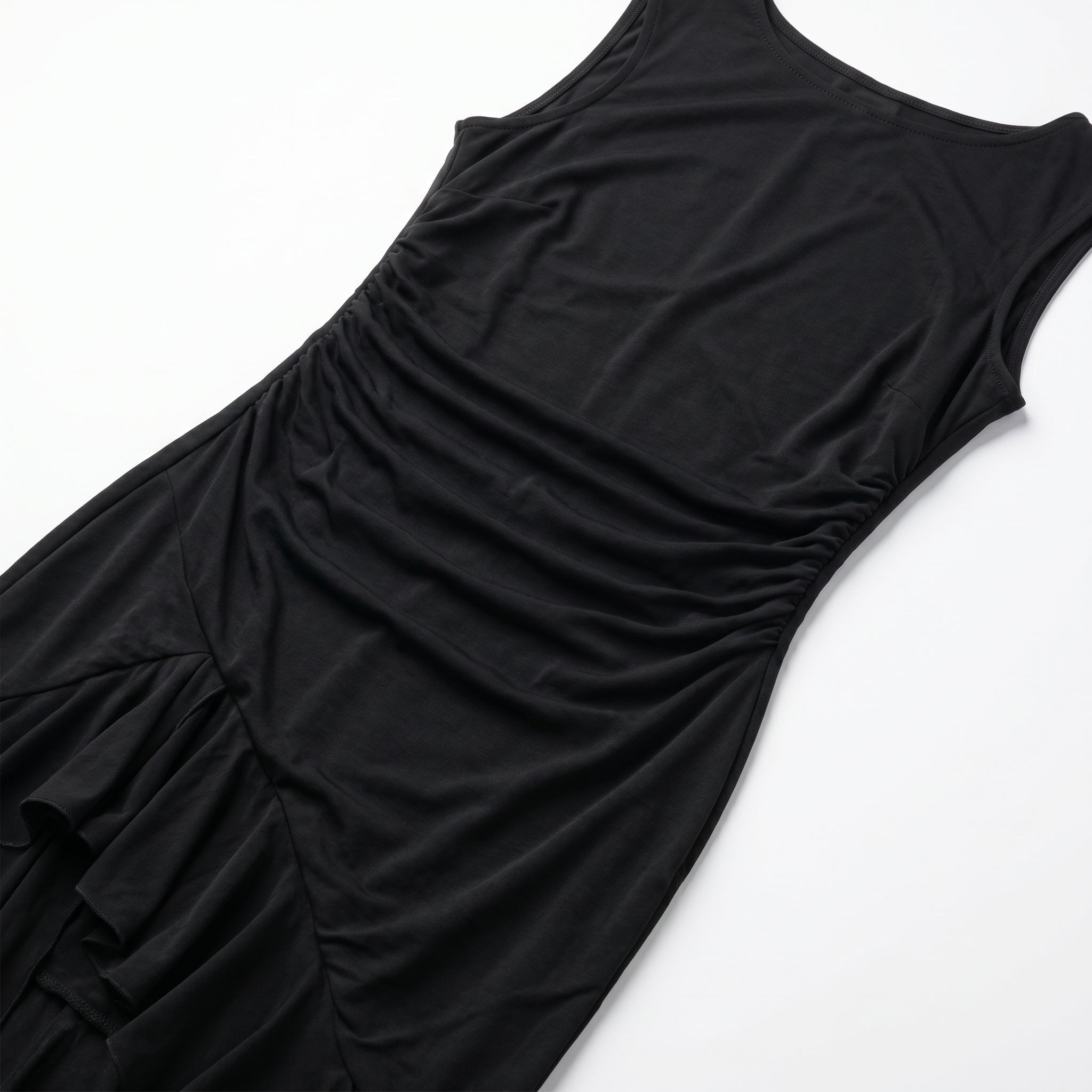 Freya - Women's Ruched Sleeveless Party Midi Dress - Midi Dresses - Black - Parker&Brooks
