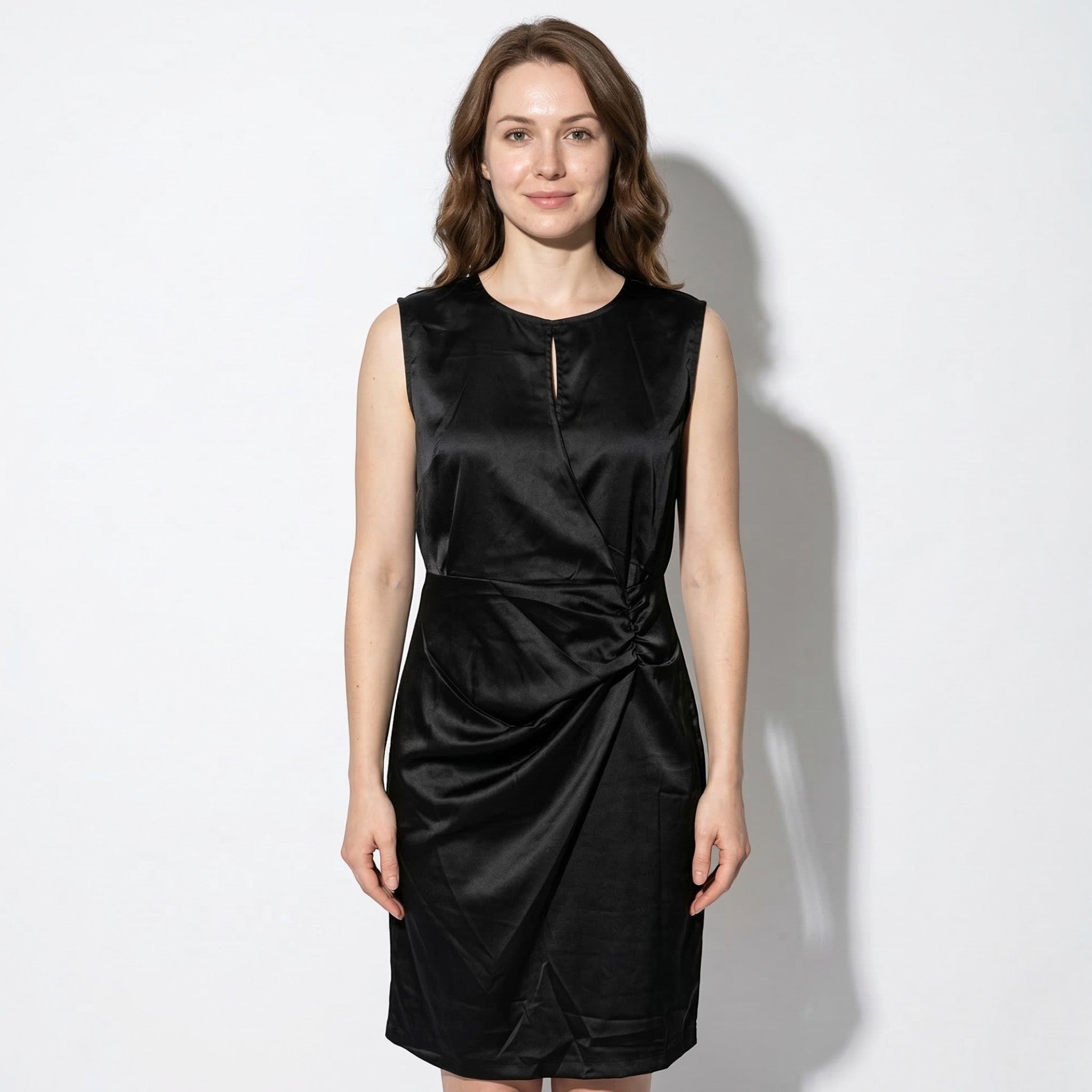 Freya - Women's Sleeveless Ruched Mini Dress - Mini Dresses - Black - Parker&Brooks