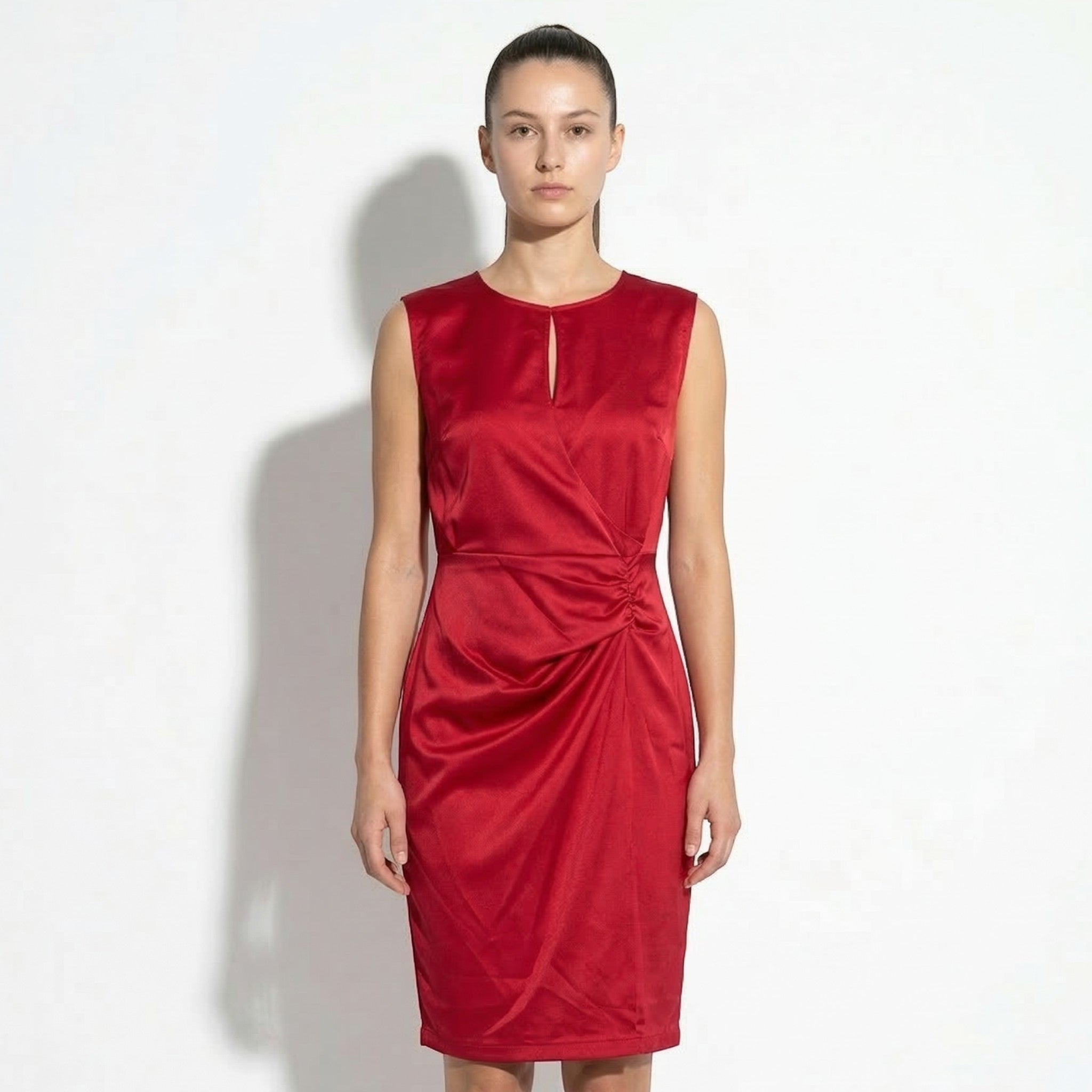 Freya - Women's Sleeveless Ruched Mini Dress - Mini Dresses - Red - Parker&Brooks