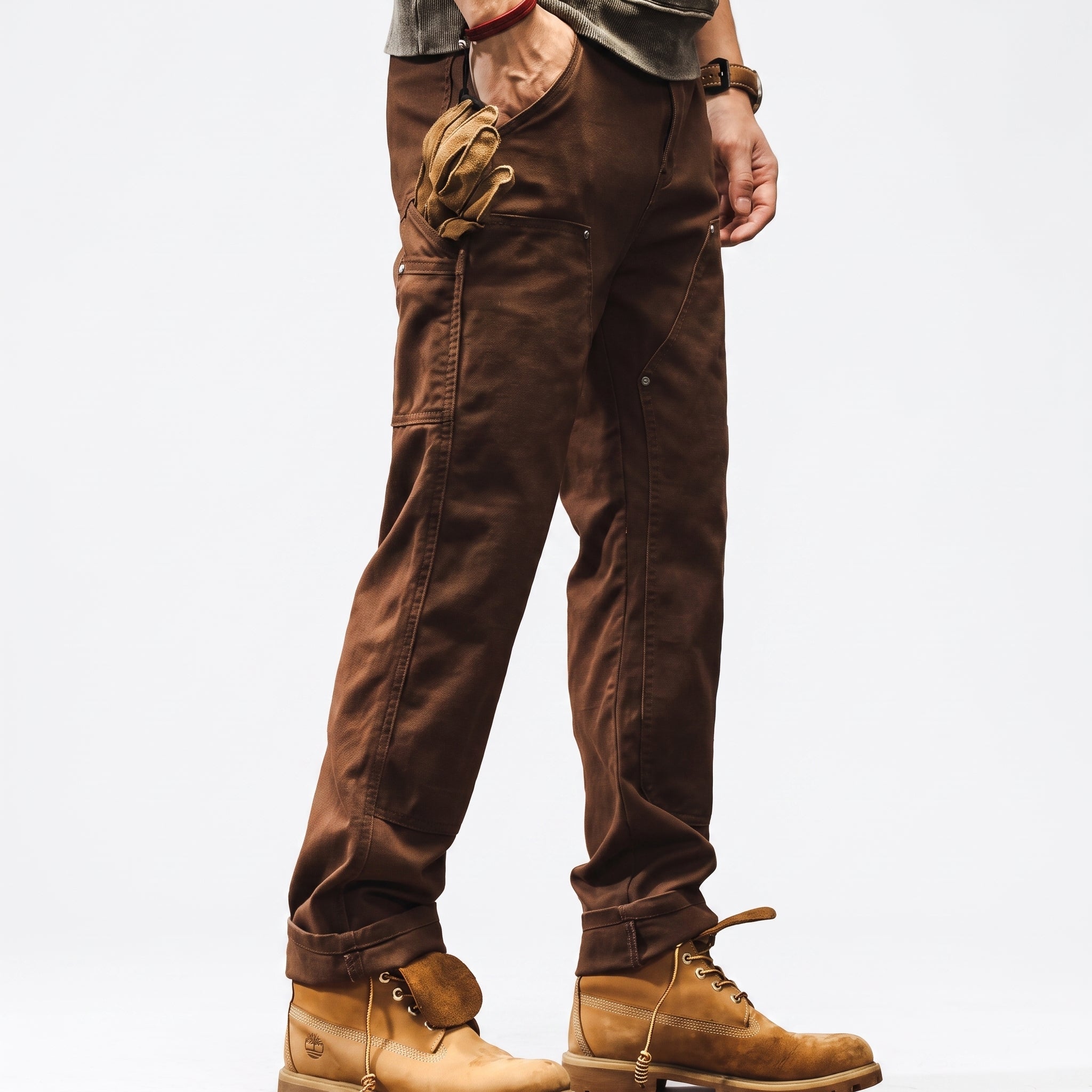 George - Men's Straight Leg Cargo Utility Pants with Rivet Details - Cargo Pants - Brown - Parker&Brooks