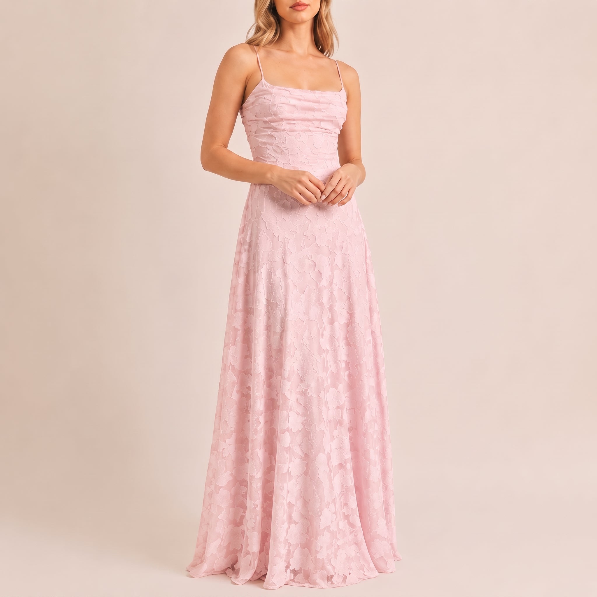 Georgia – Women's Floral Ruched Bodice Evening Maxi Dress - Dresses - Pink - Parker&Brooks