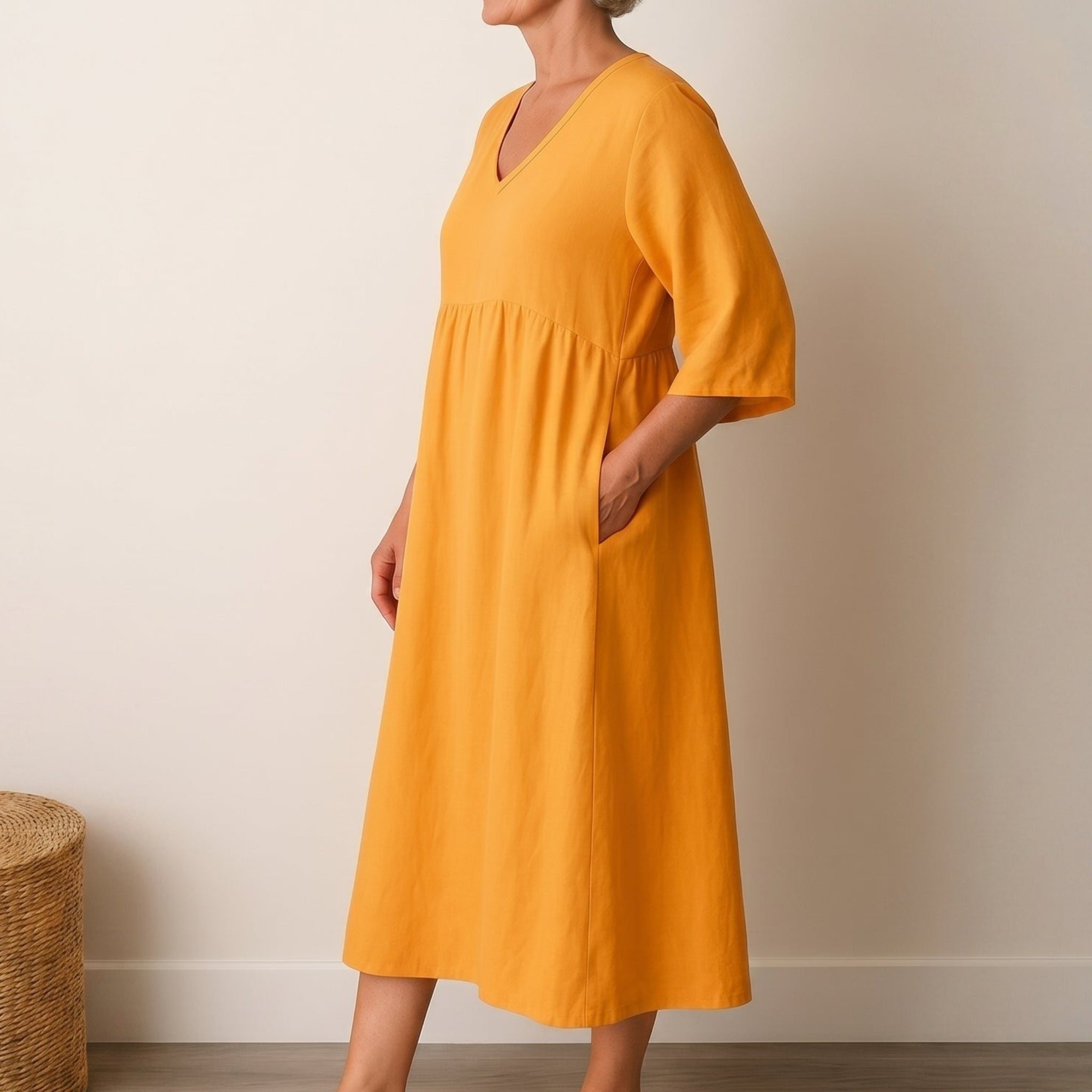 Georgia - Women's Summer Puff Sleeve Maxi Dress - Maxi Dress - Orange - Parker&Brooks