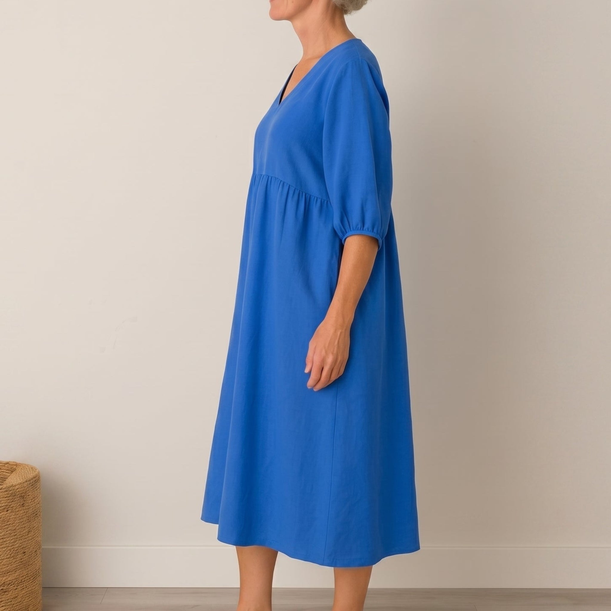 Georgia - Women's Summer Puff Sleeve Maxi Dress - Maxi Dress - Blue - Parker&Brooks