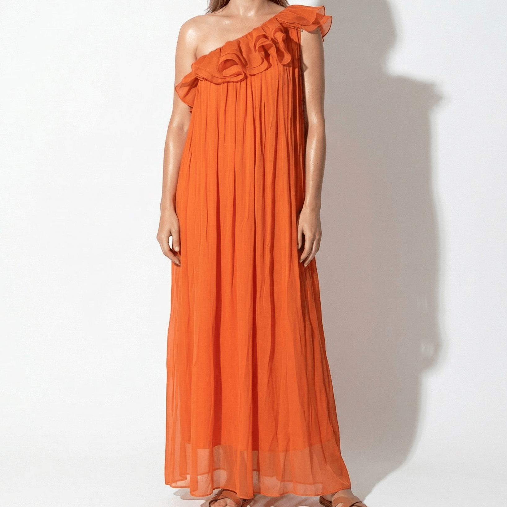 Grace - Women's Summer One - Shoulder Maxi Dress - Maxi Dress - Orange - Parker&Brooks