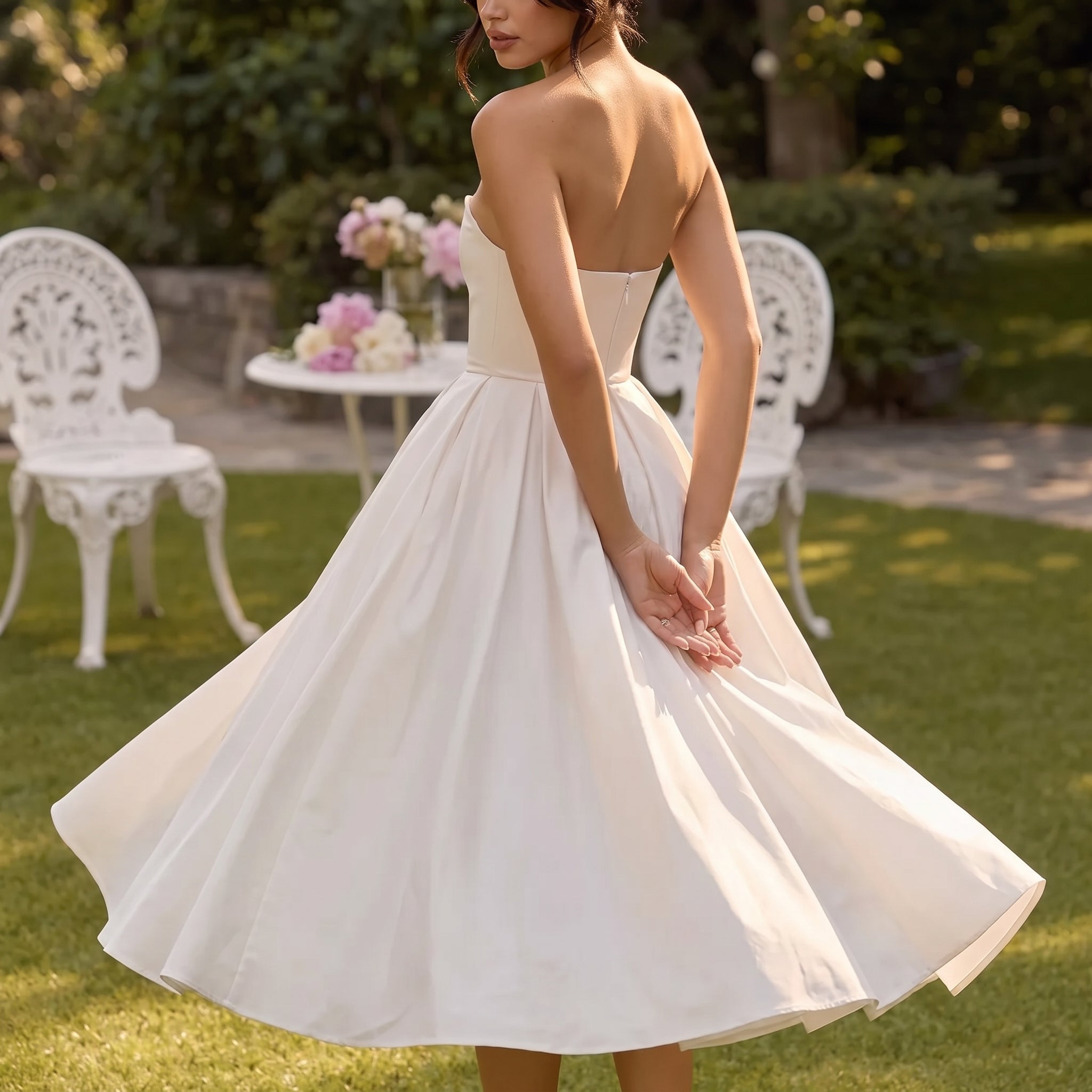 Grace - Women's Summer Strapless Corset Maxi Dress - Maxi Dress - White - Parker&Brooks