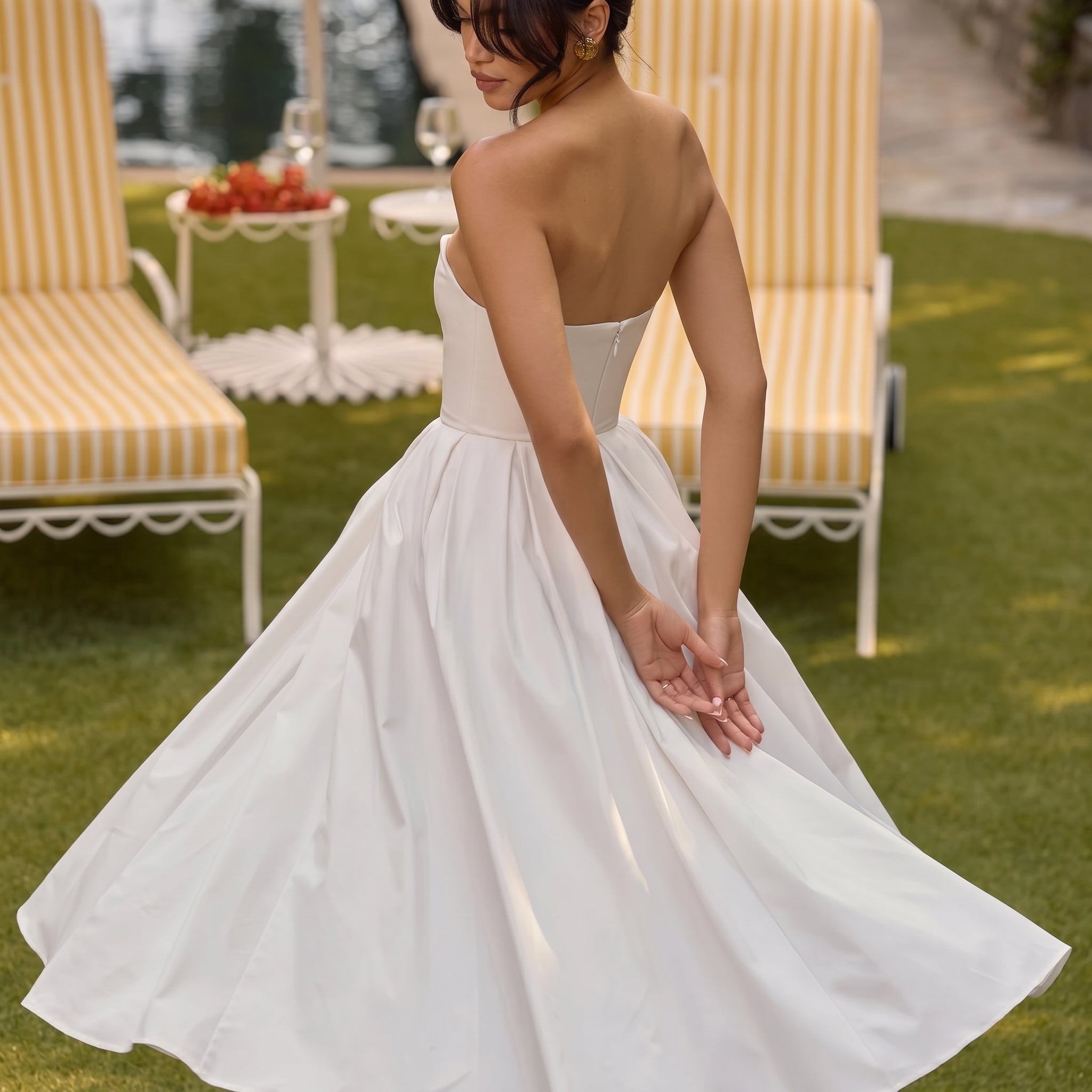 Grace - Women's Summer Strapless Corset Maxi Dress - Maxi Dress - White - Parker&Brooks