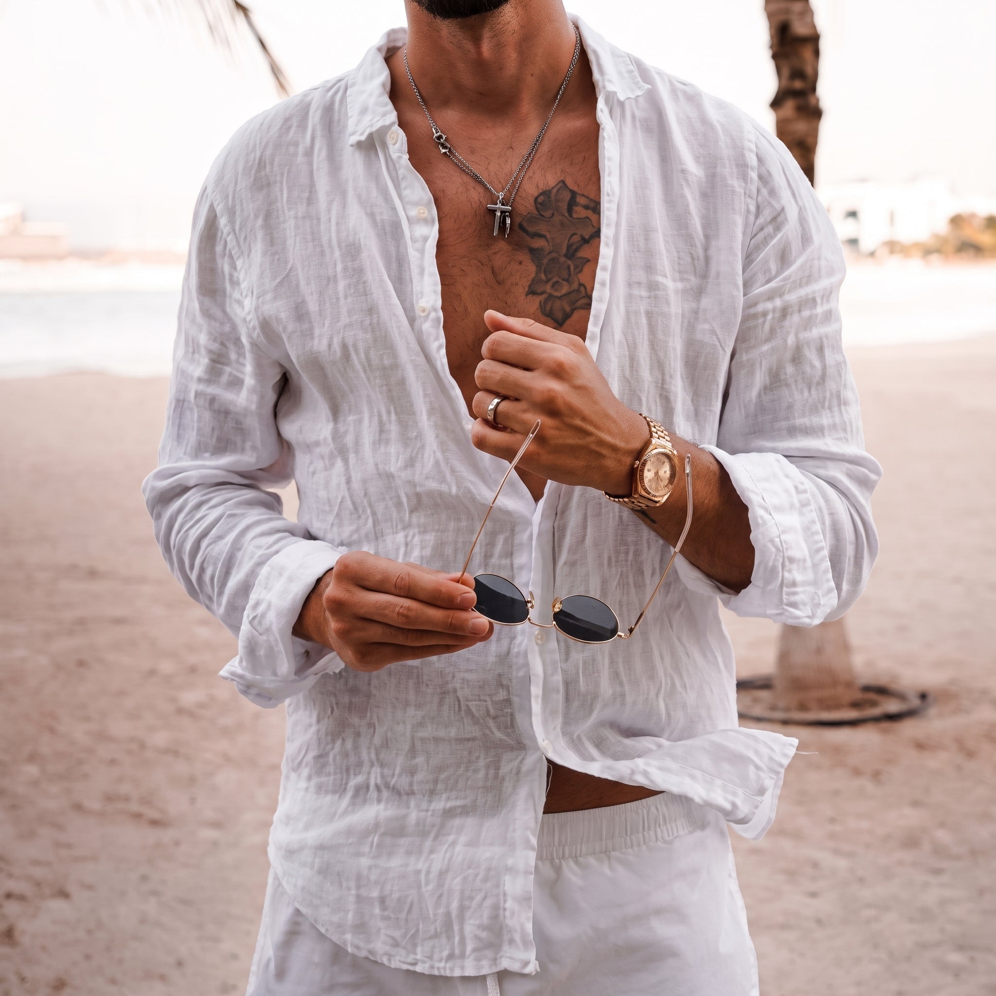 Hans – Men's Summer Loose Fit Long Sleeve Shirt - Shirts - White - Parker&Brooks