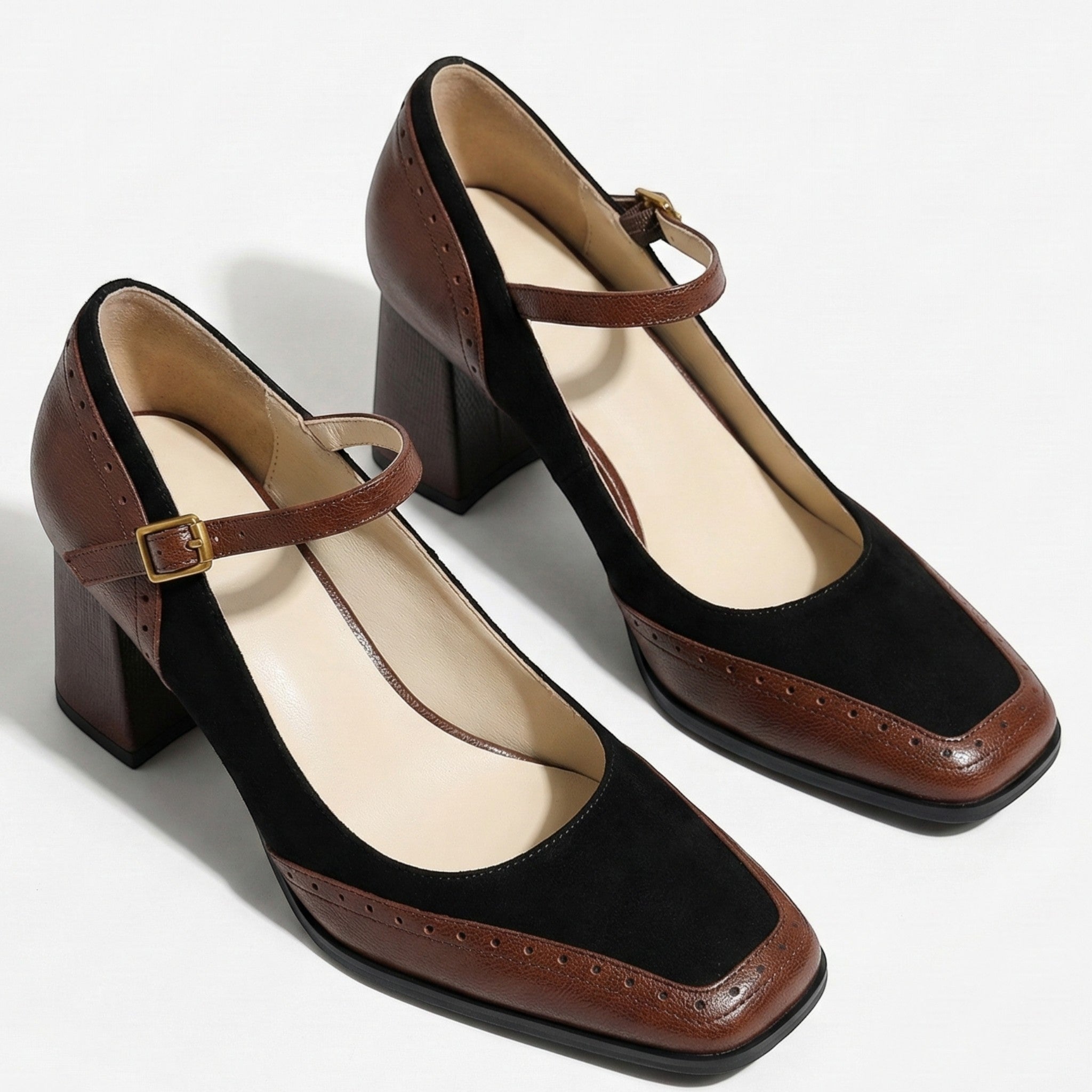 Harriet - Women's Mary Jane Block Heels - Sandal - Brown - Parker&Brooks