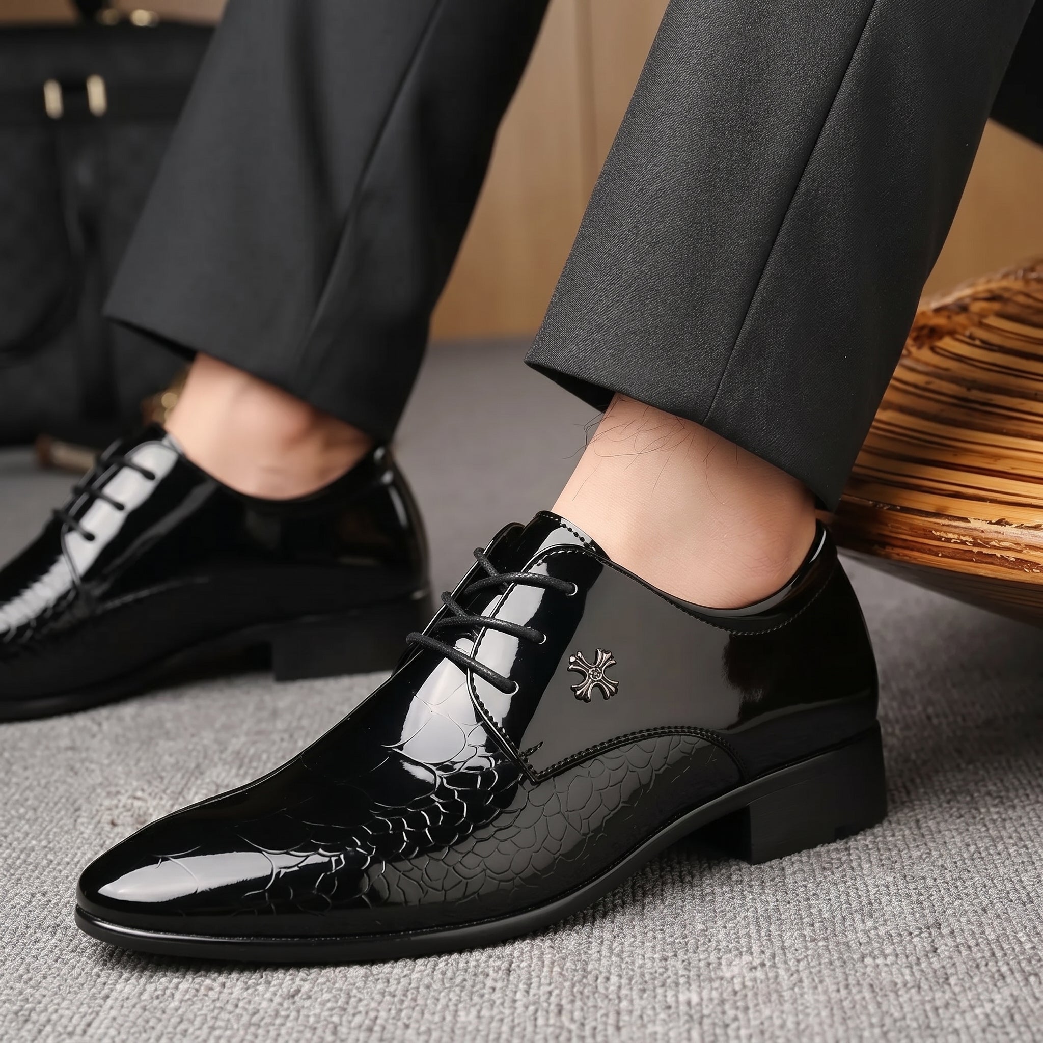 Harrison - Men's Formal Pointed Toe Derby Shoes - Shoes - Black - Parker&Brooks