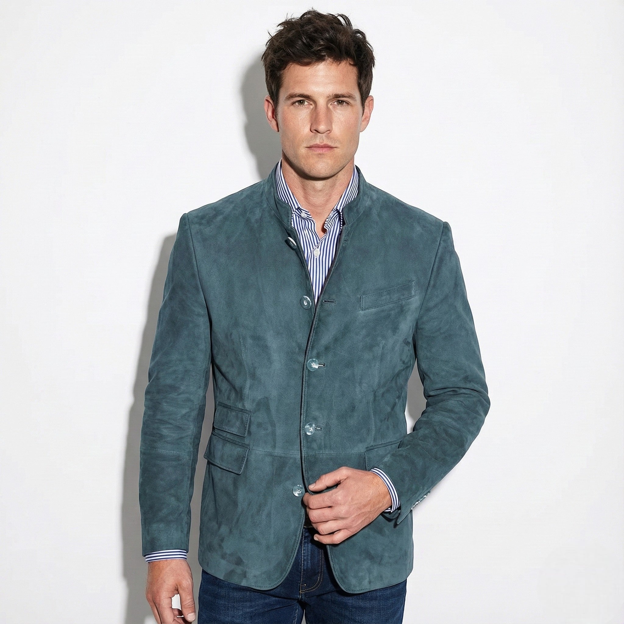 Henry - Men's Blazer with Mandarin Collar