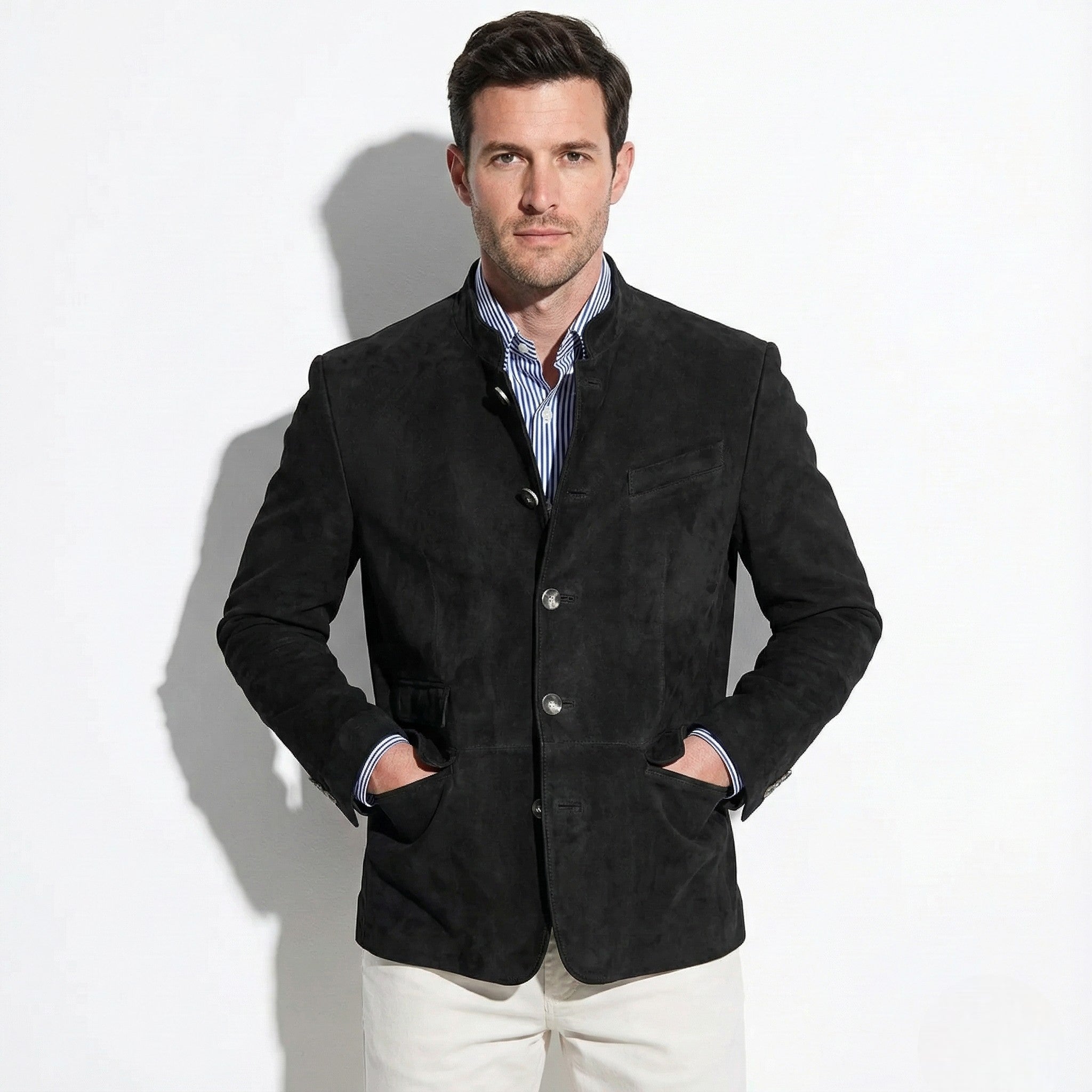 Henry - Men's Blazer with Mandarin Collar