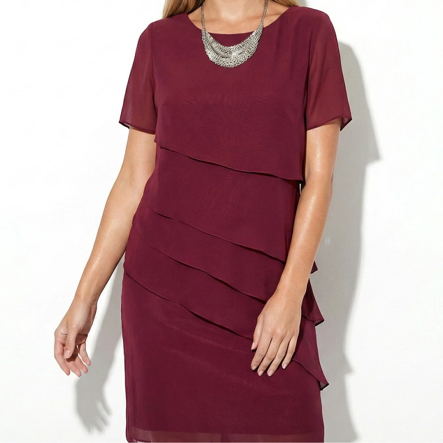 Arya - Women's Tiered Mini Chiffon Dress