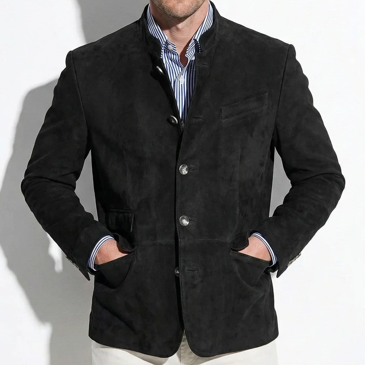 Henry - Men's Blazer with Mandarin Collar