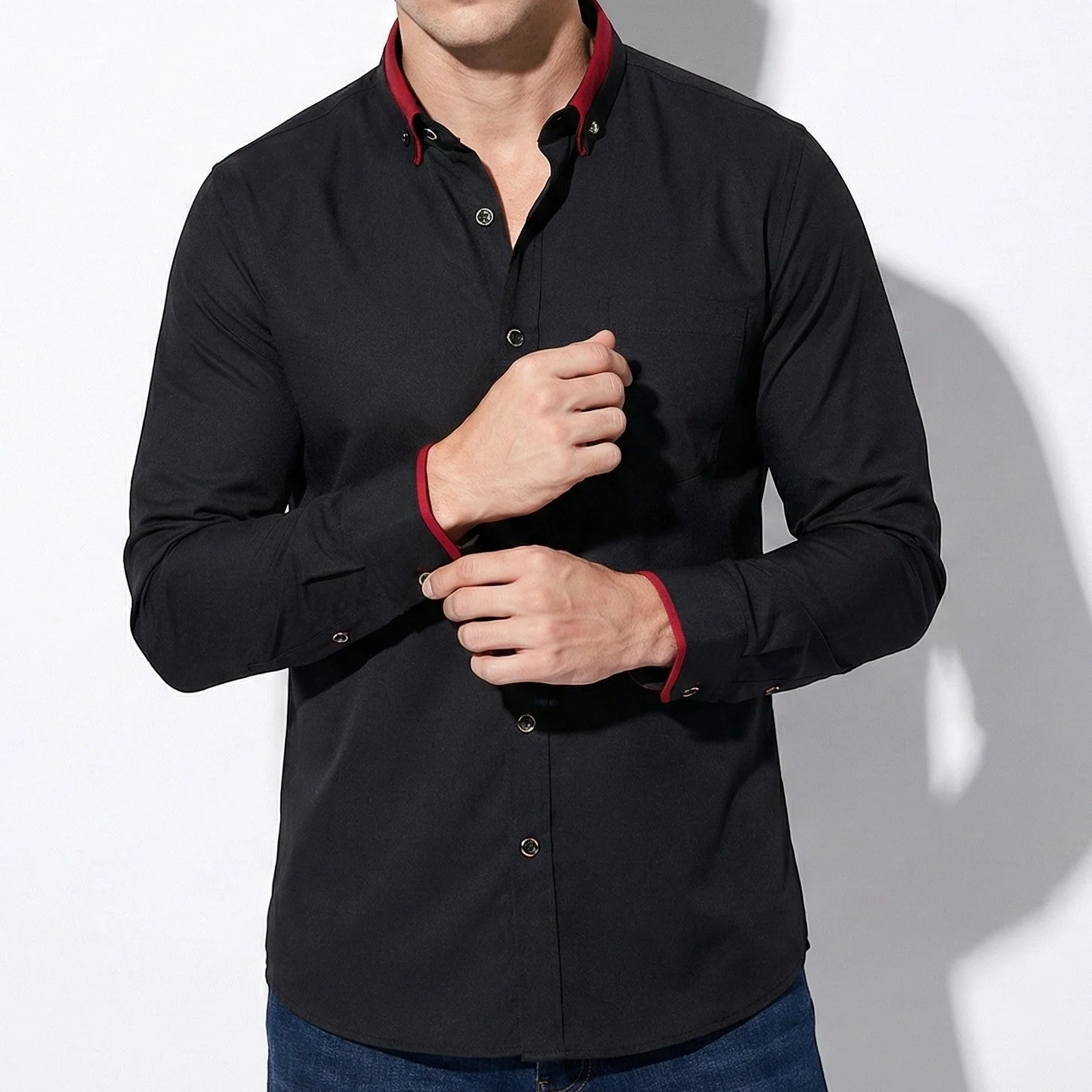 Jack - Men’s Wrinkle-Free Stretch Shirt with Stand-Up Collar