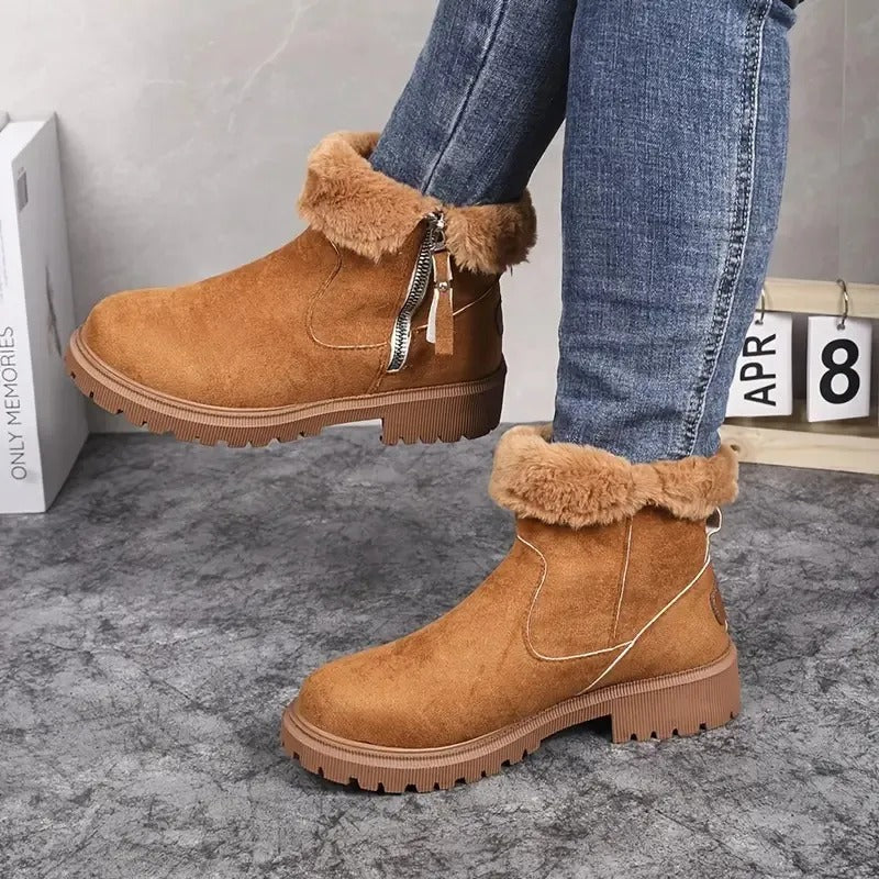 Ava - Women's Chunky Platform Ankle Boots with Side Zip Lug Sole