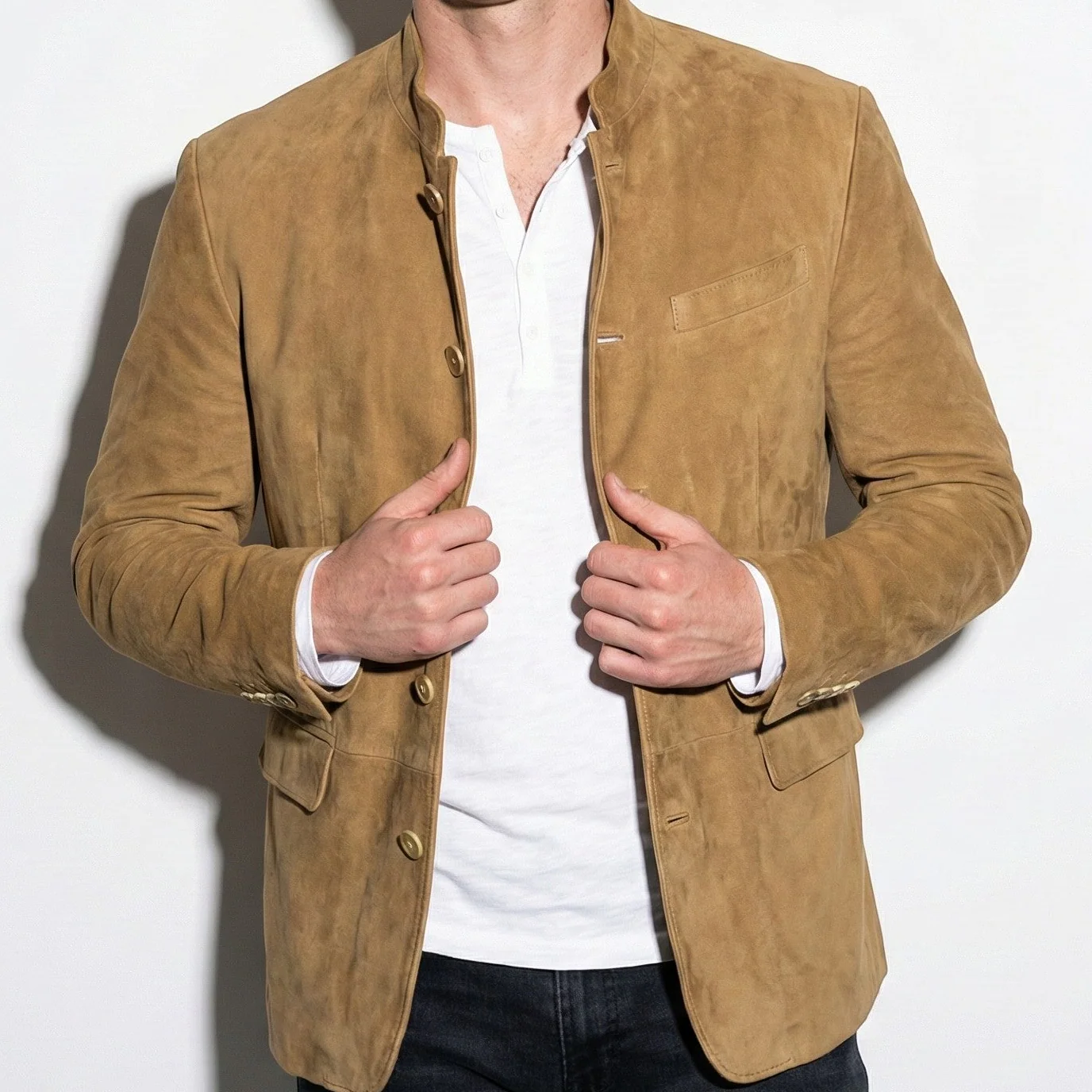 Henry - Men's Blazer with Mandarin Collar