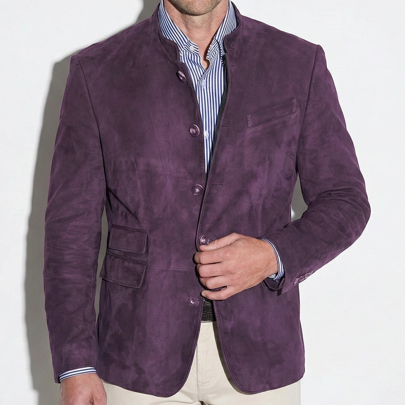 Henry - Men's Blazer with Mandarin Collar