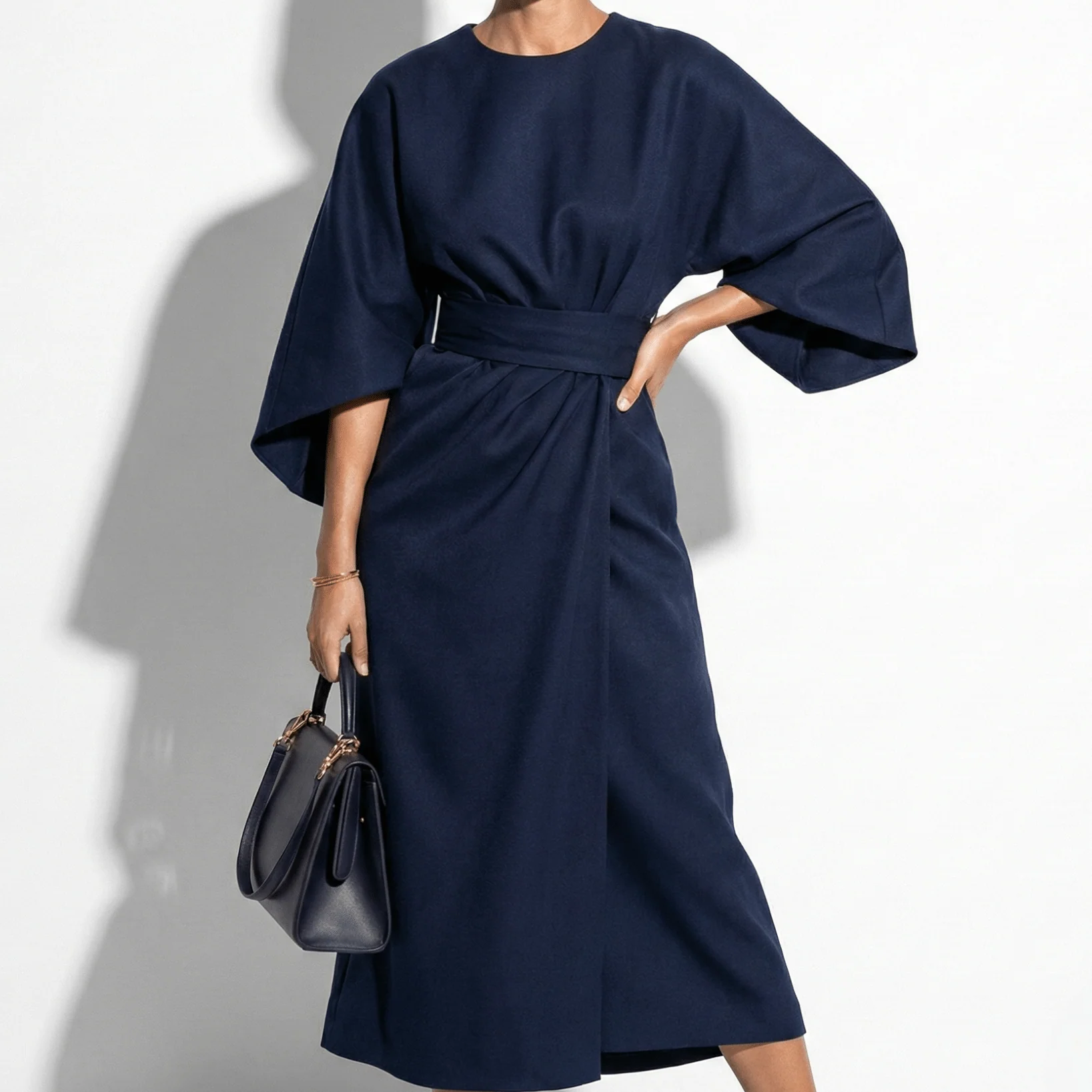 Aurora - Women's Flowy Belted Kimono Style Maxi Dress