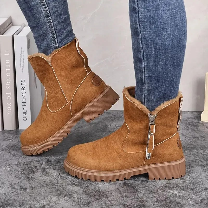 Ava - Women's Chunky Platform Ankle Boots with Side Zip Lug Sole