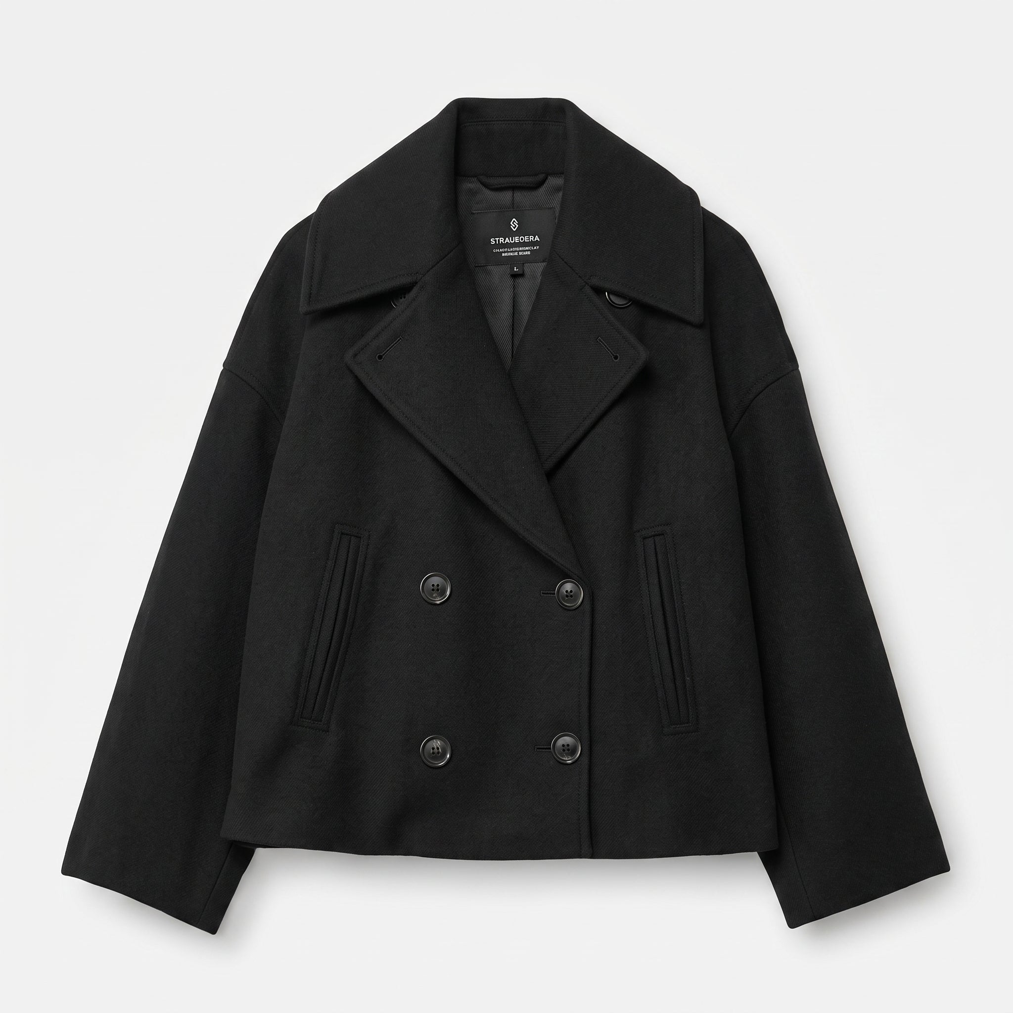 Isabell - Women's Cropped Double-Breasted Transitional Jacket - Jackets - Black - Parker&Brooks