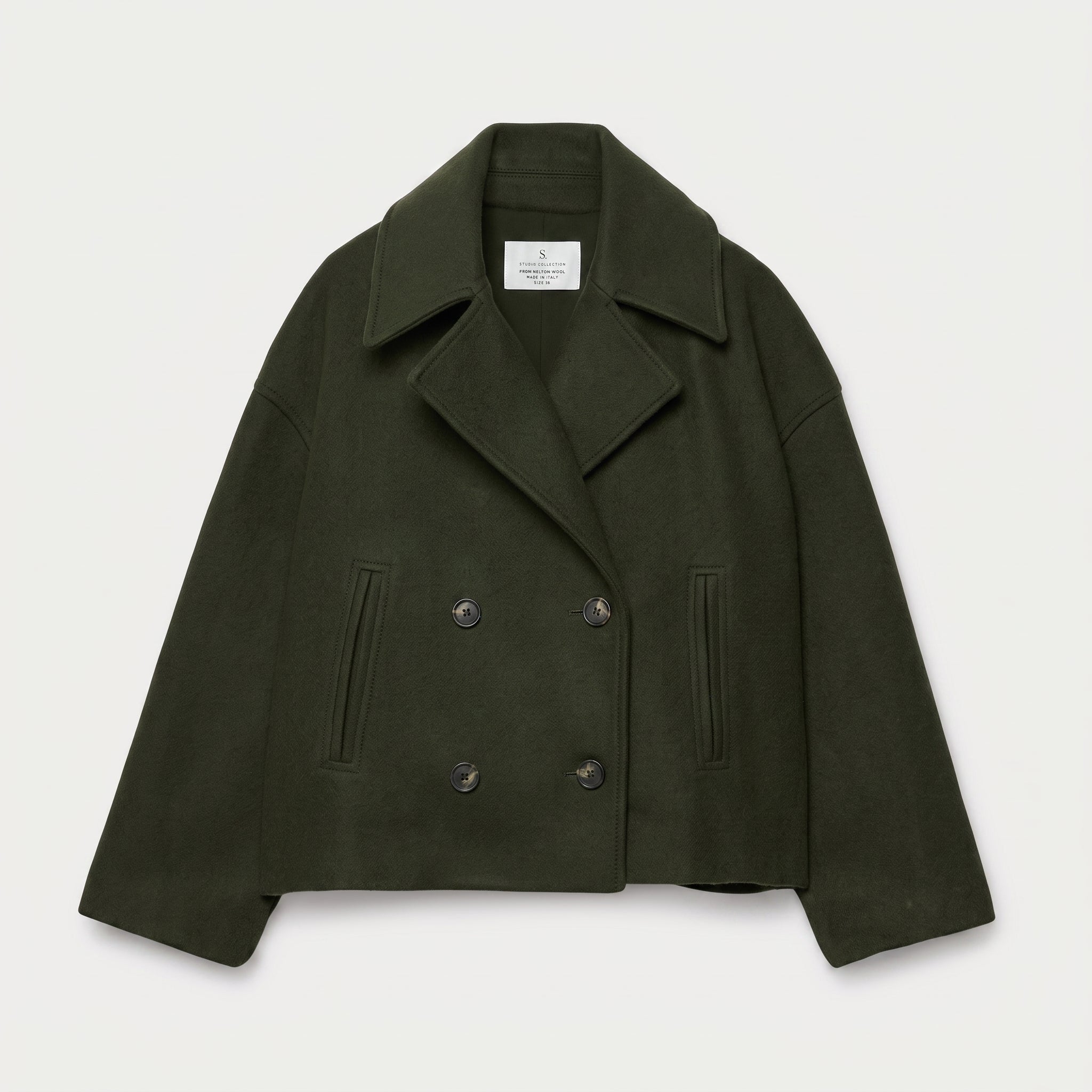 Isabell - Women's Cropped Double-Breasted Transitional Jacket - Jackets - Green - Parker&Brooks