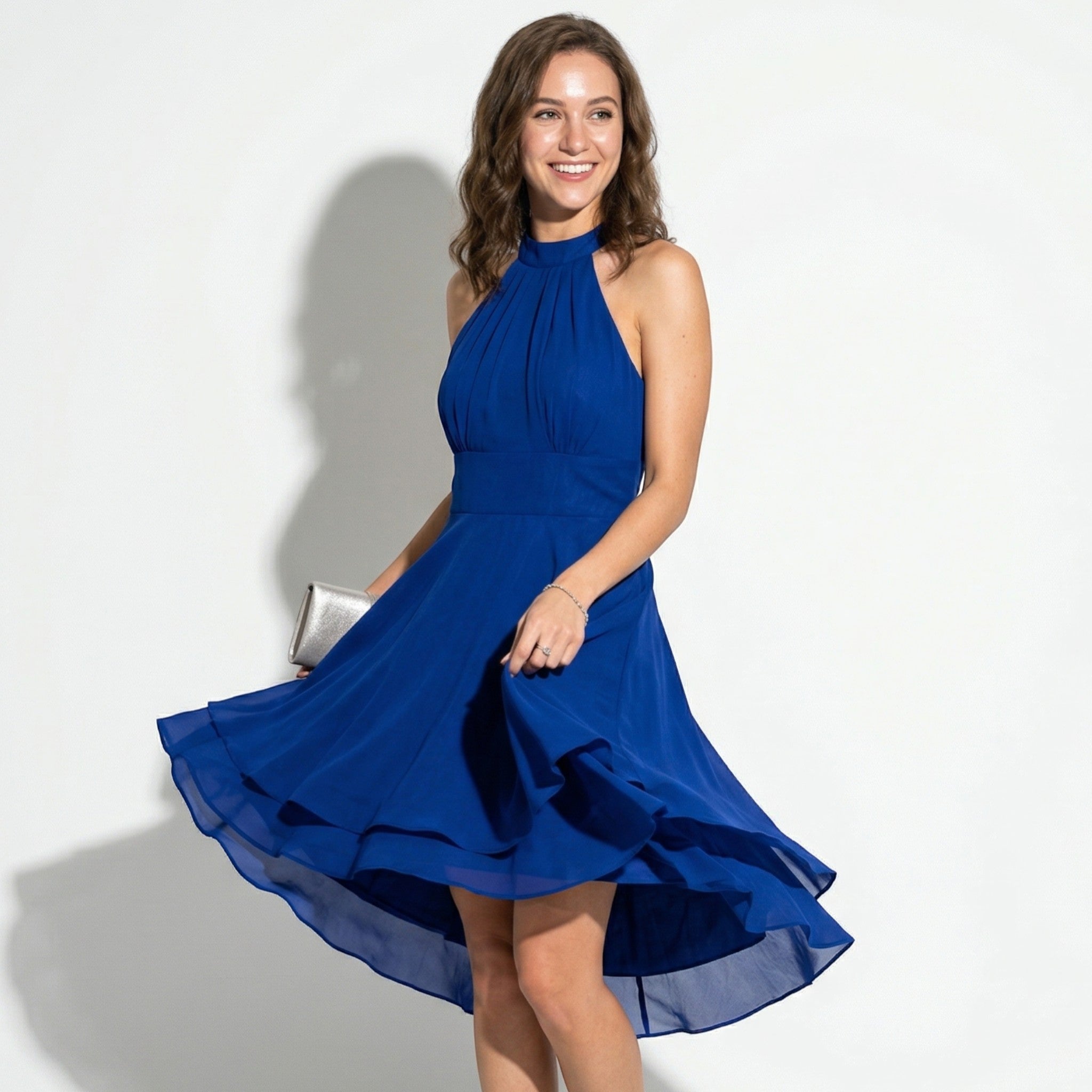 Isabella - Women's Evening Tiered Mini Dress - Dress - Navy Blue - Parker&Brooks