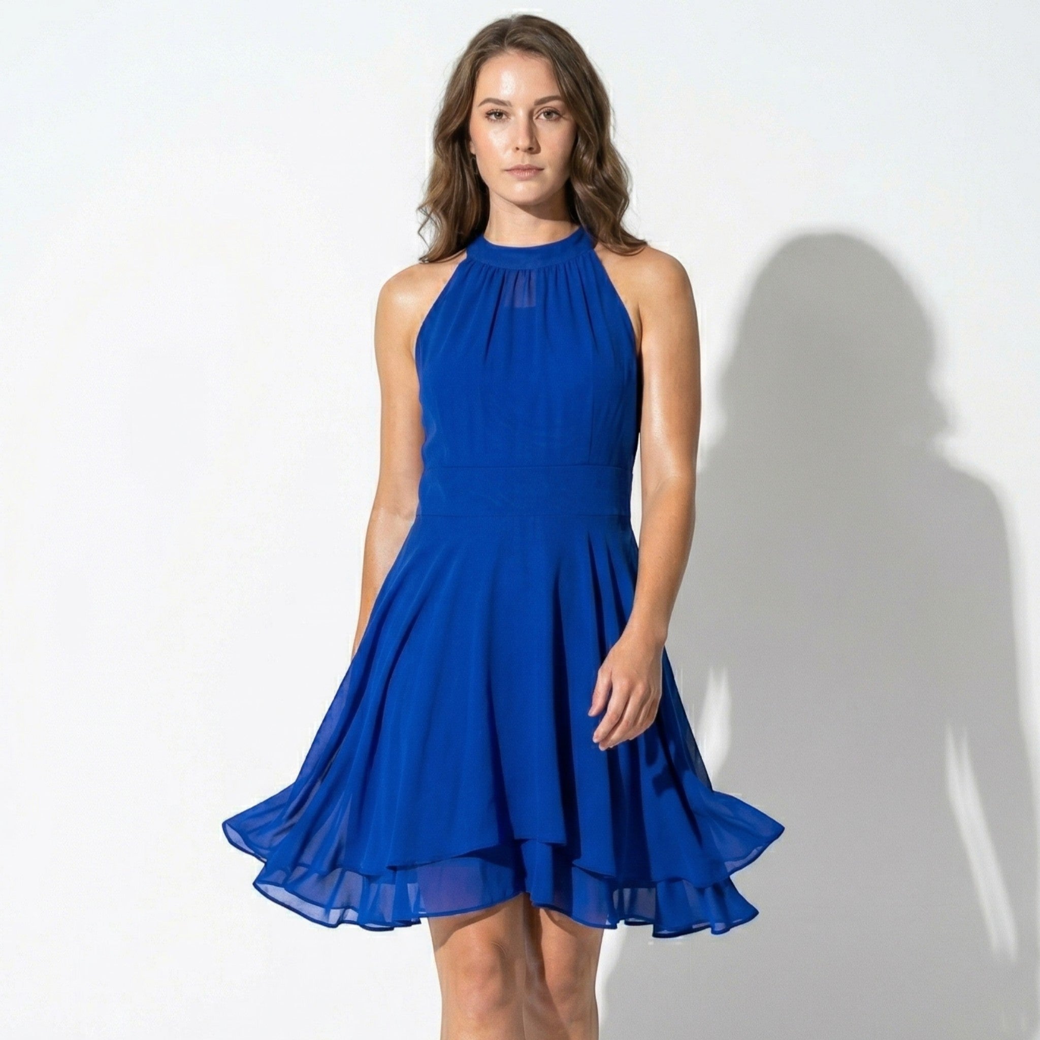 Isabella - Women's Evening Tiered Mini Dress - Dress - Blue - Parker&Brooks