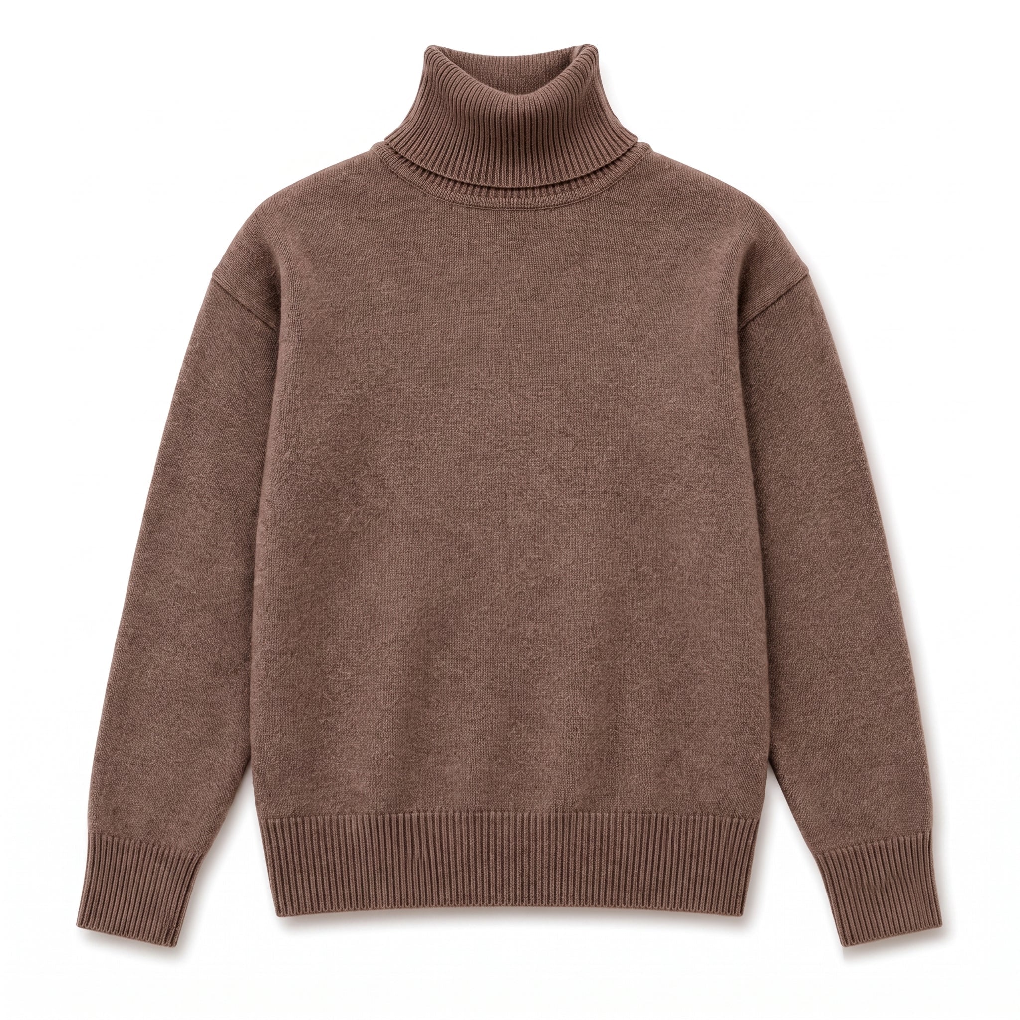 Isabella - Women's Oversized High-Neck Knit Sweater with Ribbed Cuffs - Sweaters - Brown - Parker&Brooks