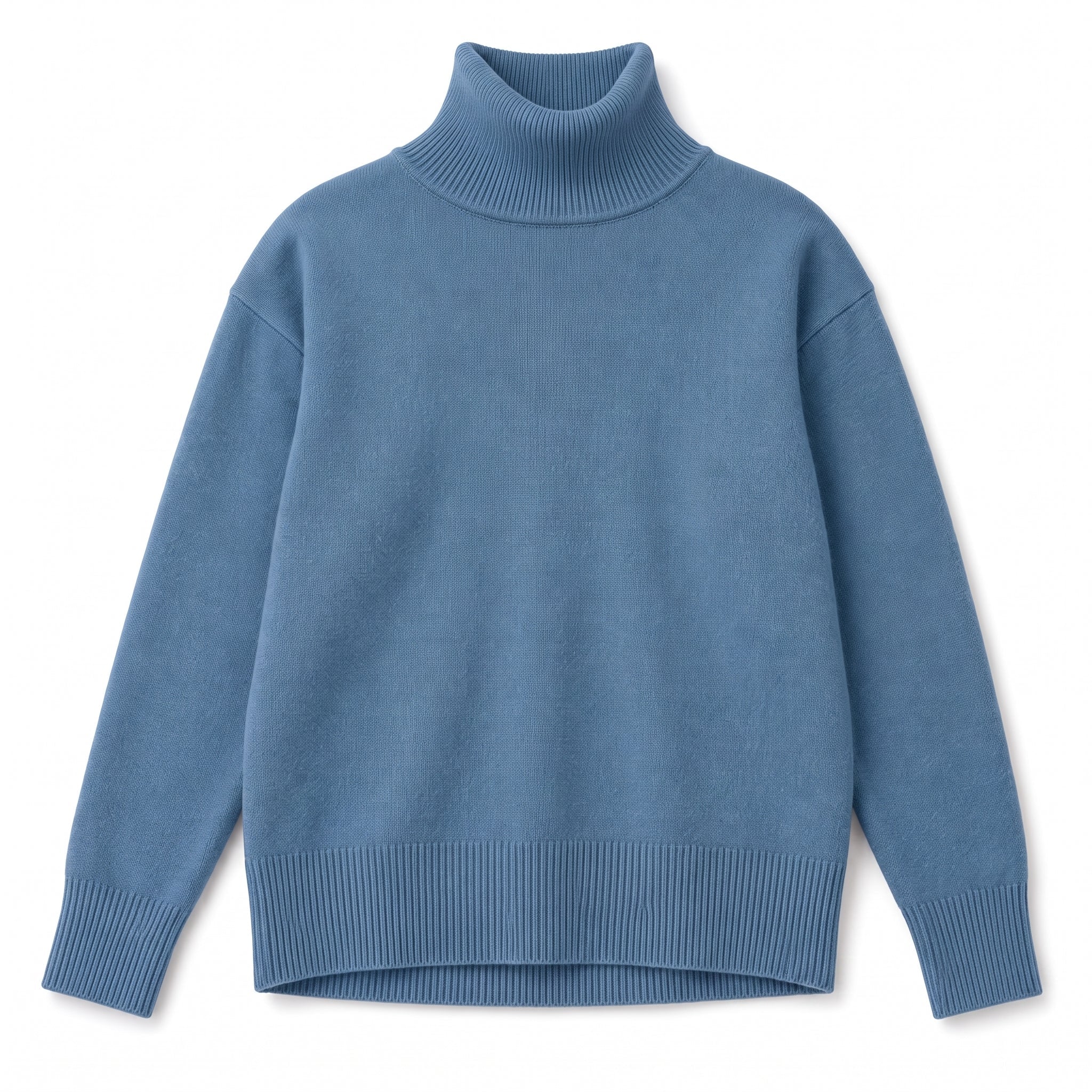 Isabella - Women's Oversized High-Neck Knit Sweater with Ribbed Cuffs - Sweaters - Light Blue - Parker&Brooks