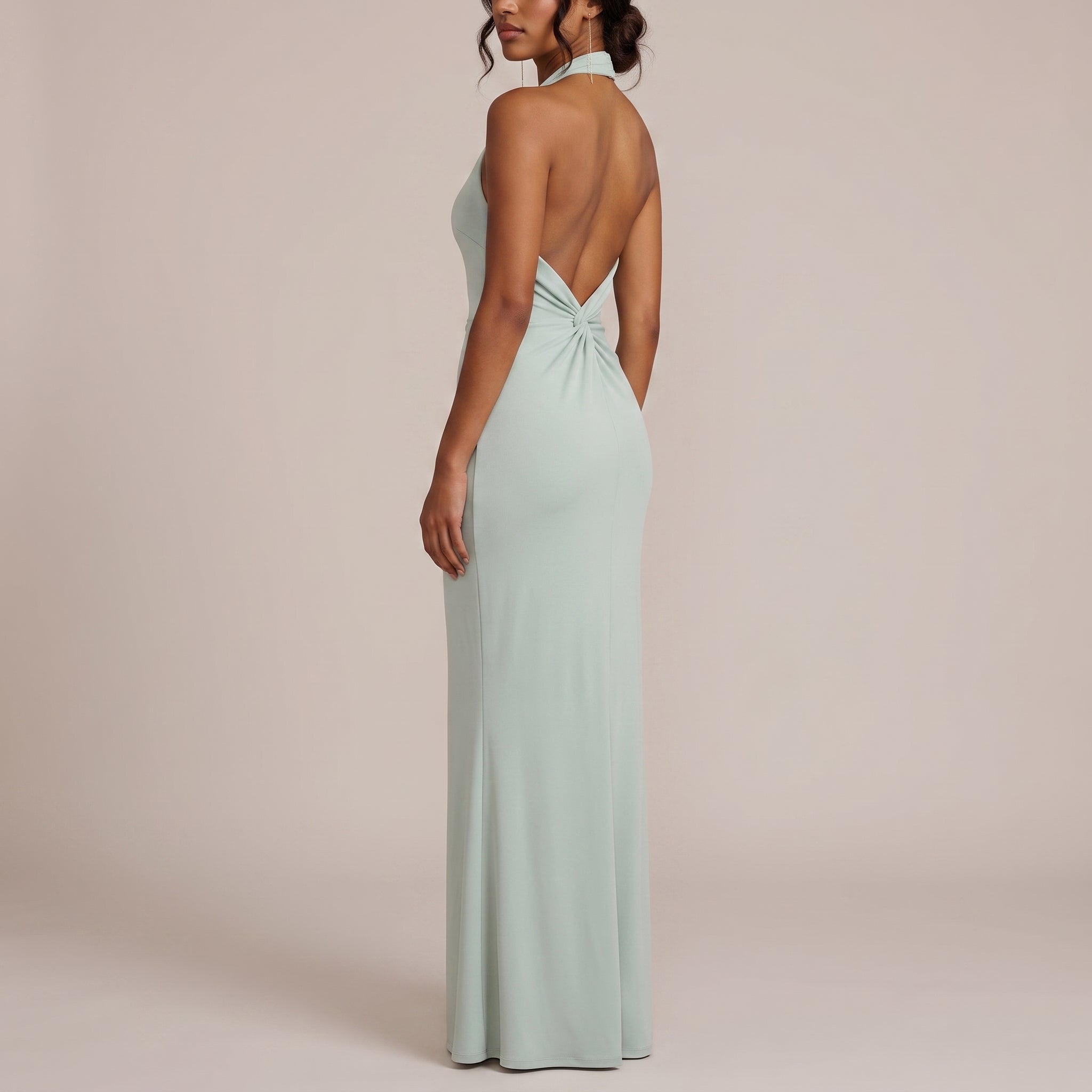 Isabella - Women's Wedding Guest Halter Twist Maxi Dress - Dresses - Teal - Parker&Brooks