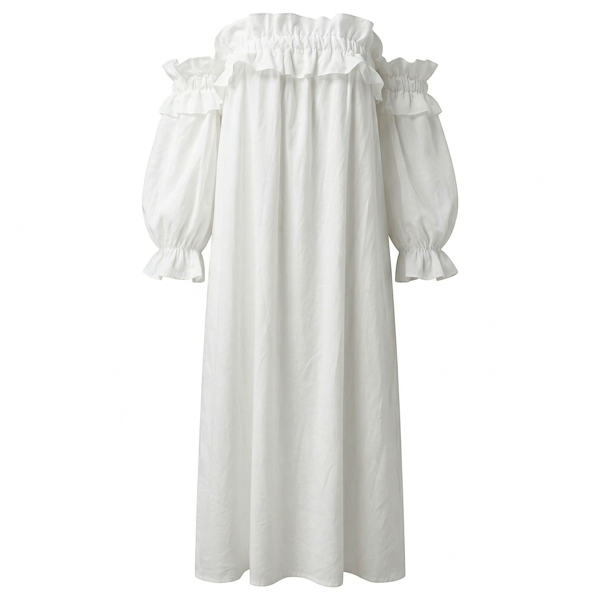 Isla - Women's Summer Puff Sleeve Maxi Dress - Dress - White - Parker&Brooks