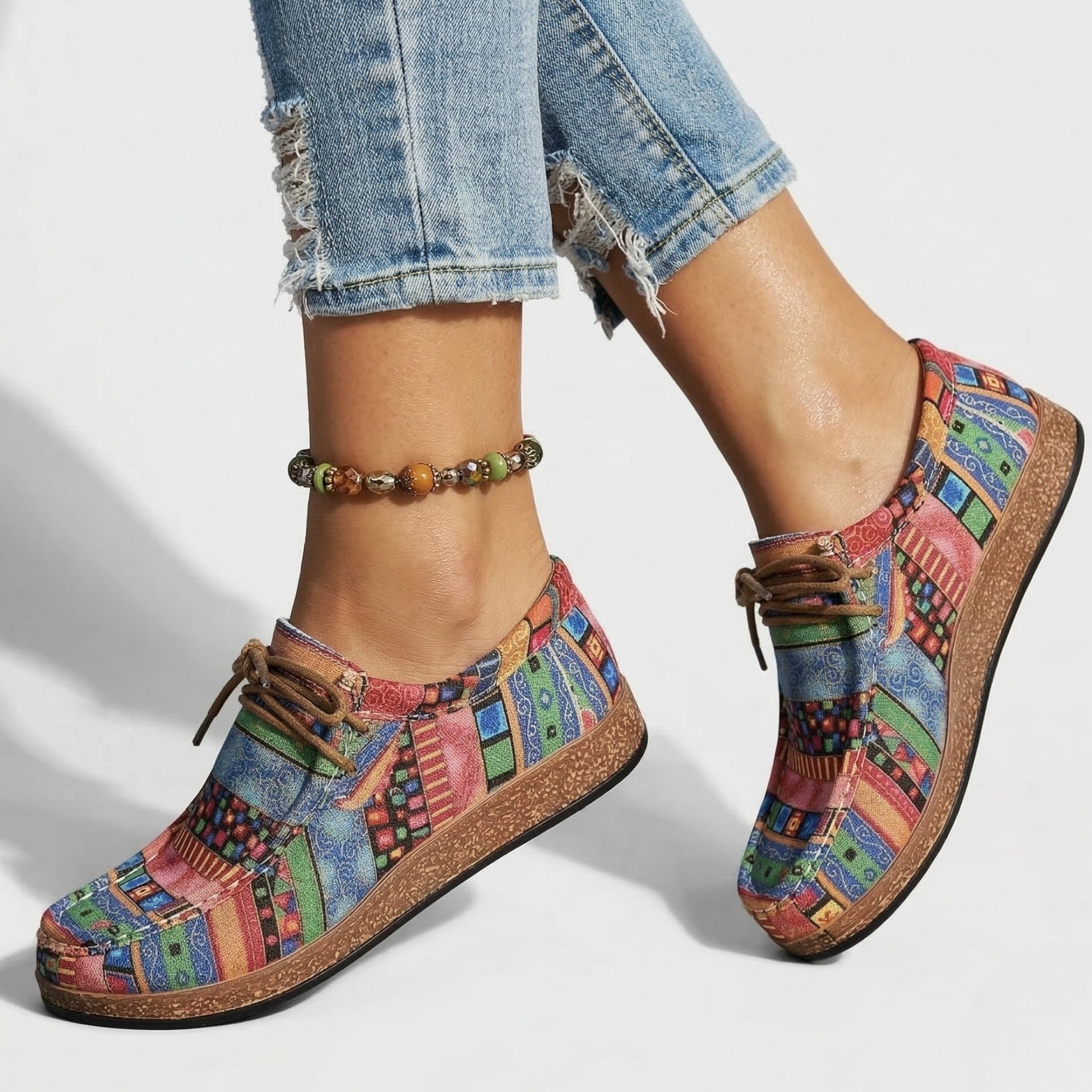 Isla - Women's Printed Moccasins - Shoes - Green - Parker&Brooks