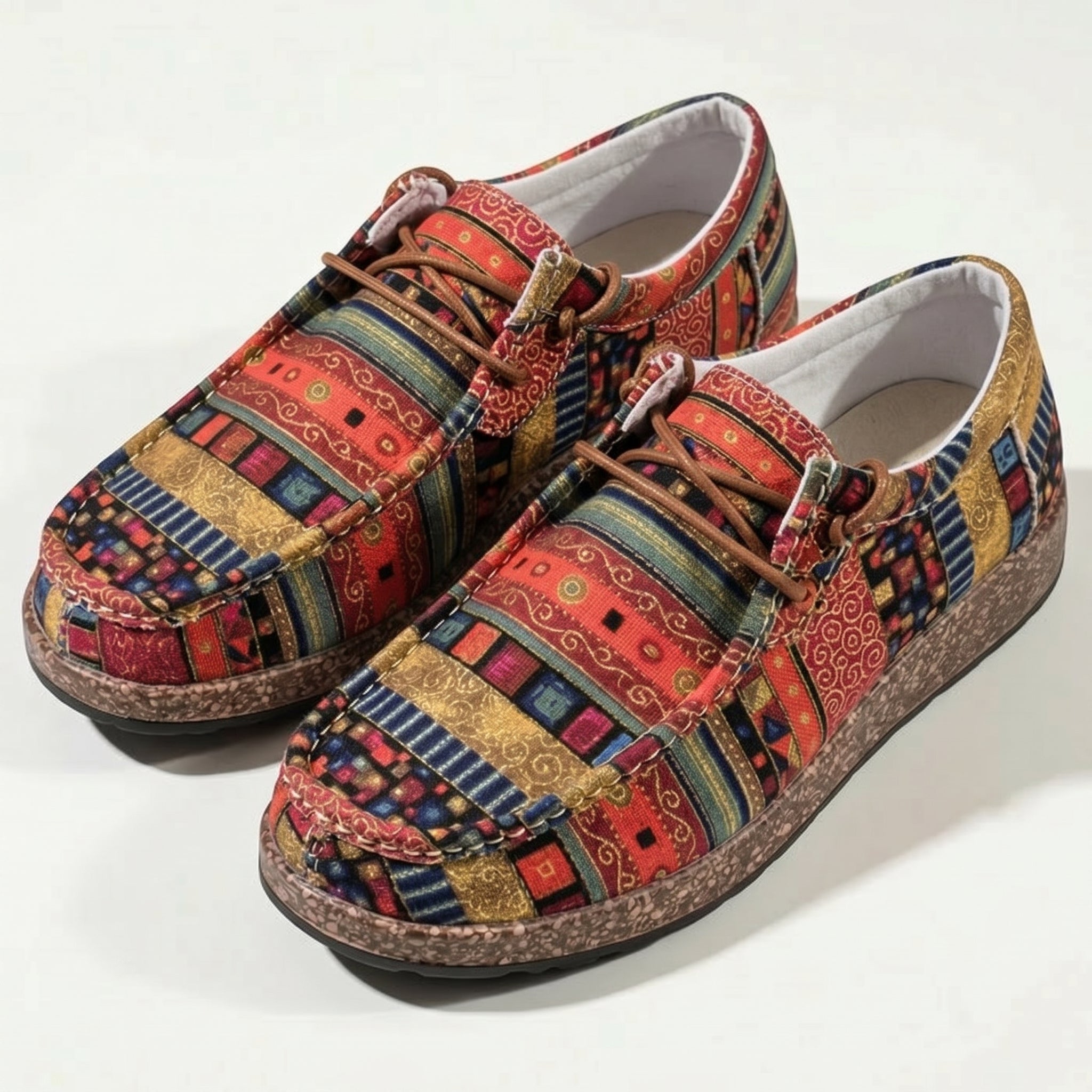 Isla - Women's Printed Moccasins - Shoes - Red - Parker&Brooks