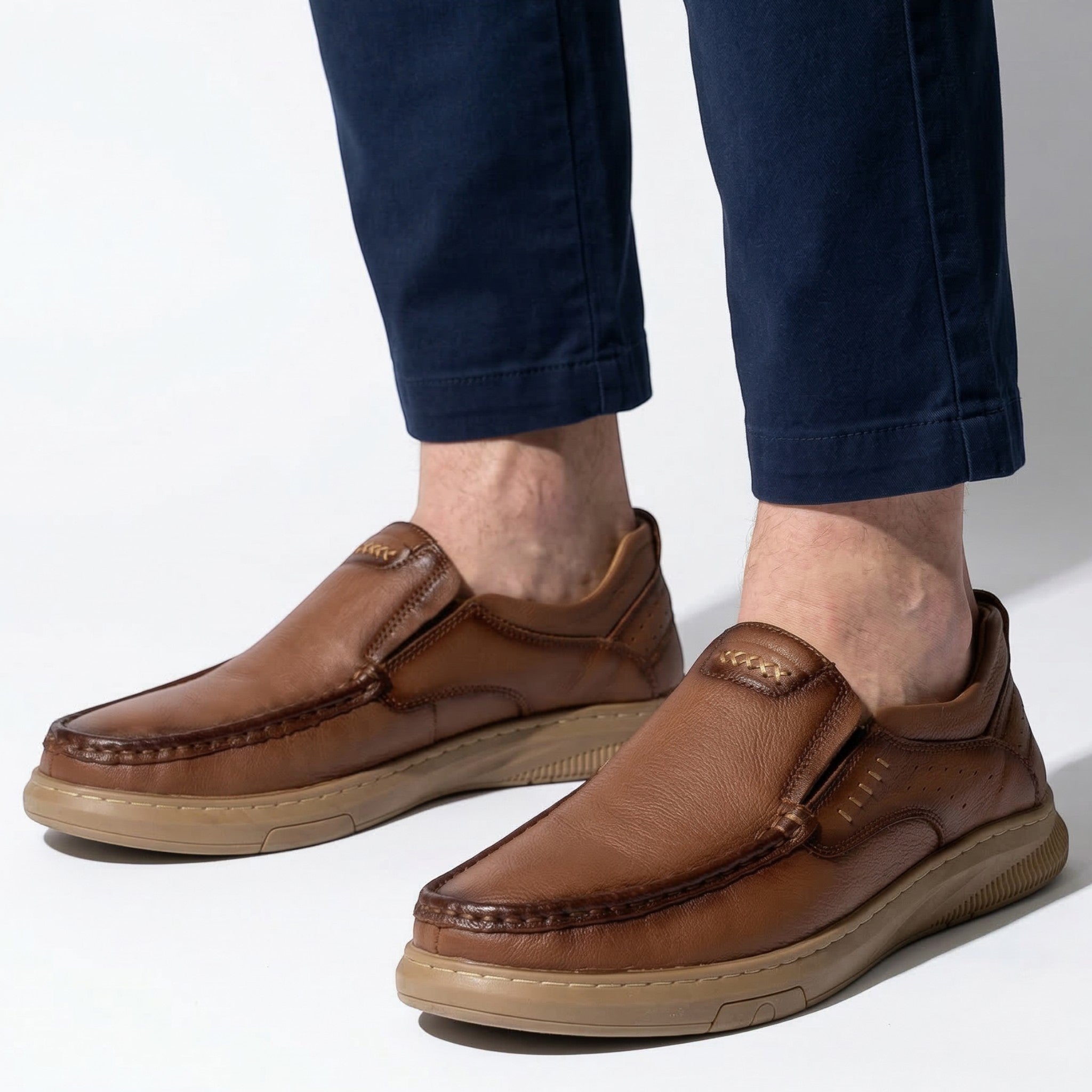Jack - Men's Casual Slip - On Loafers - Loafers - Brown - Parker&Brooks