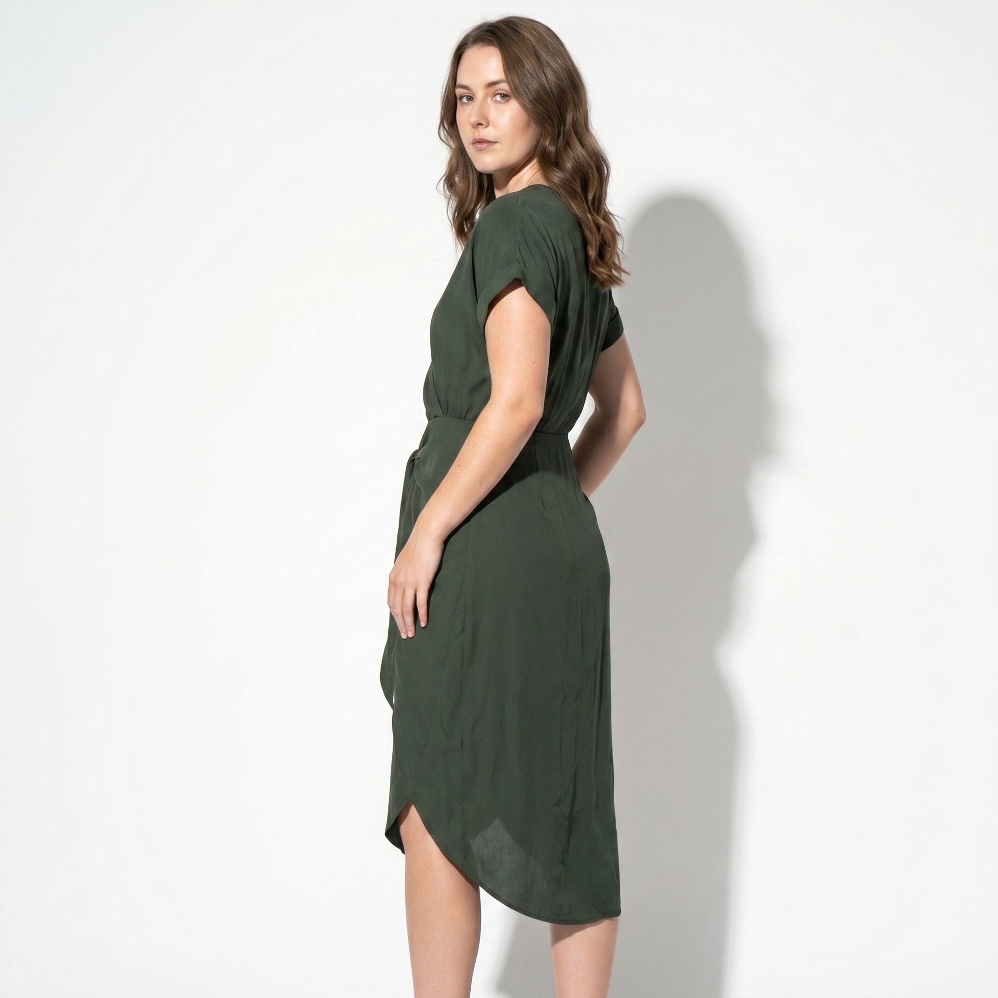 Jacky - Women's Casual Wrap Midi Dress - Midi Dresses - Green - Parker&Brooks