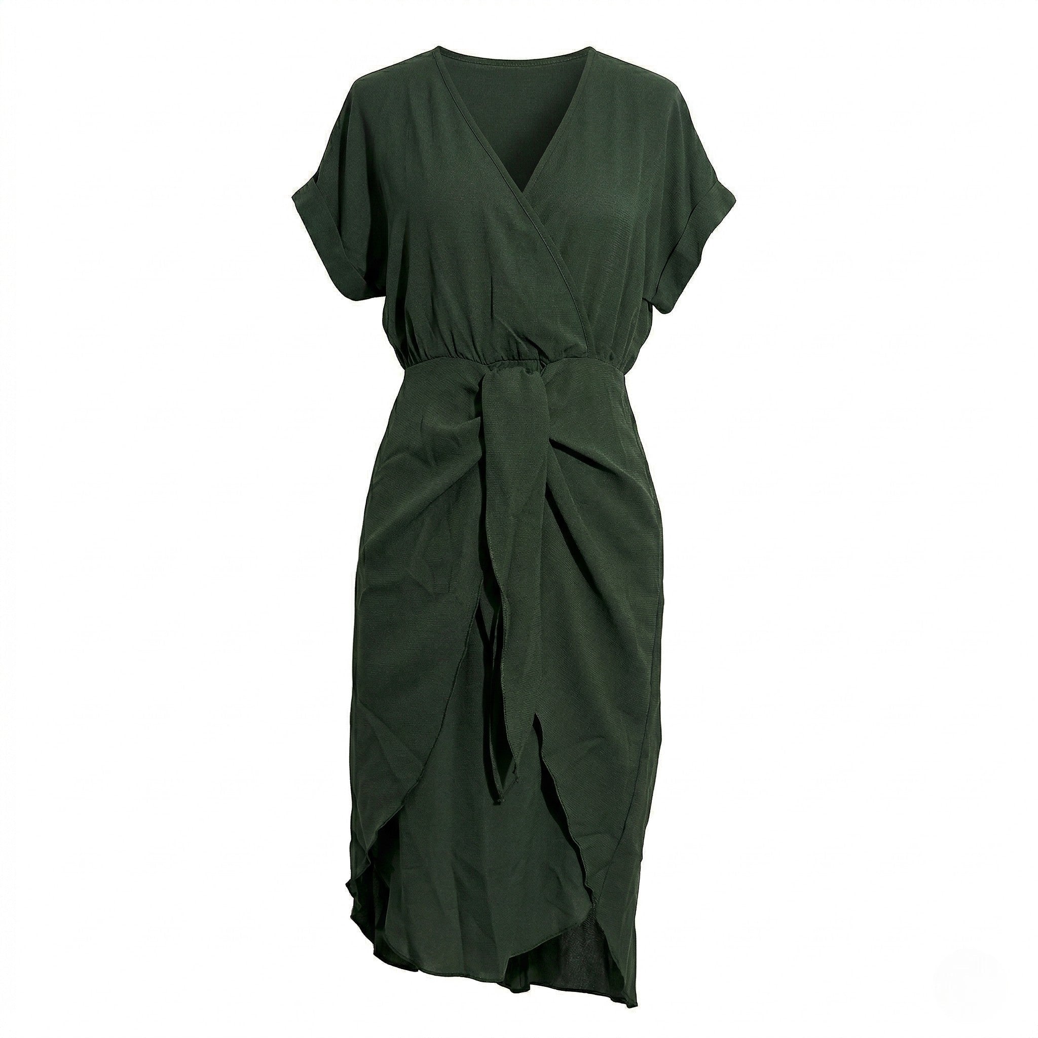 Jacky - Women's Casual Wrap Midi Dress - Midi Dresses - Green - Parker&Brooks