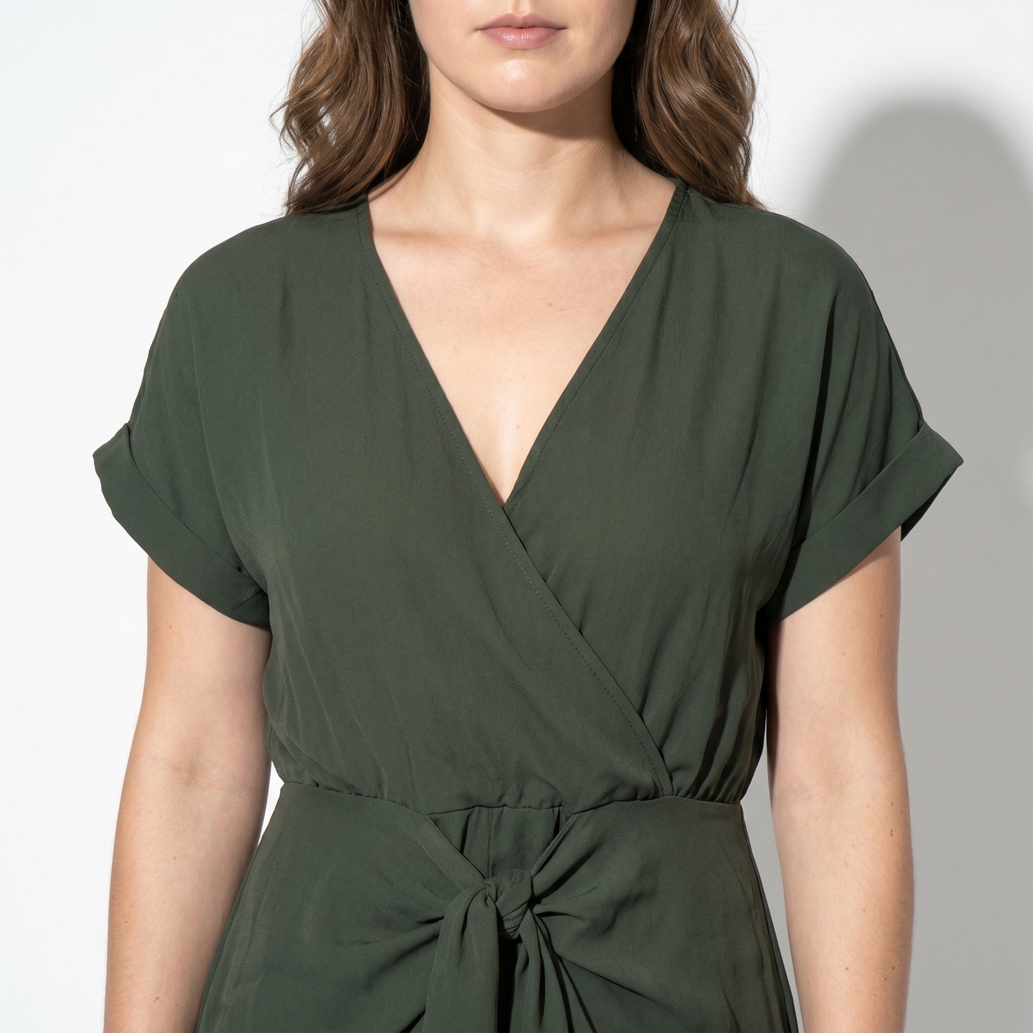 Jacky - Women's Casual Wrap Midi Dress - Midi Dresses - Green - Parker&Brooks