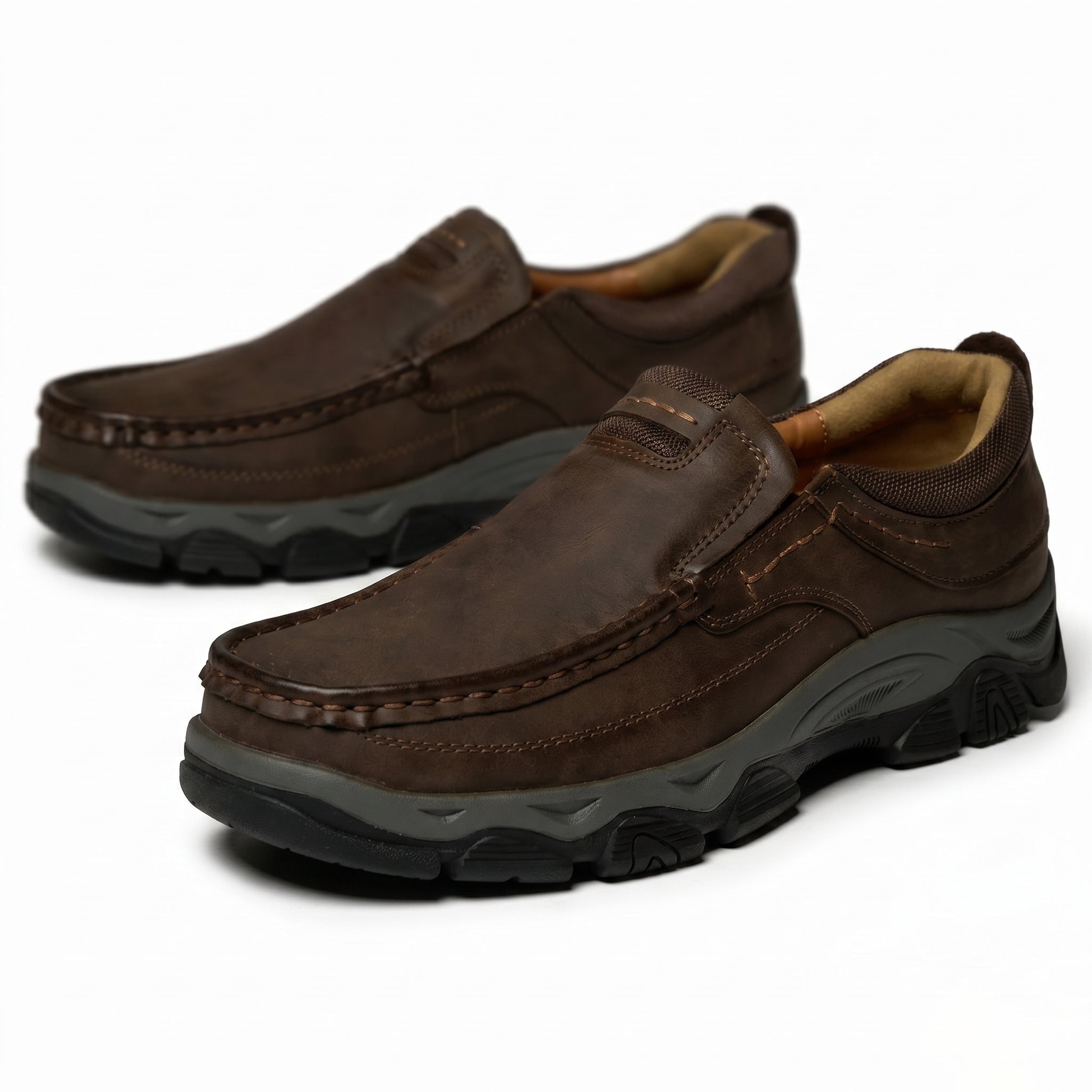 Jacob - Men's Rugged Slip - On Loafers - Loafers - Dark Brown - Parker&Brooks
