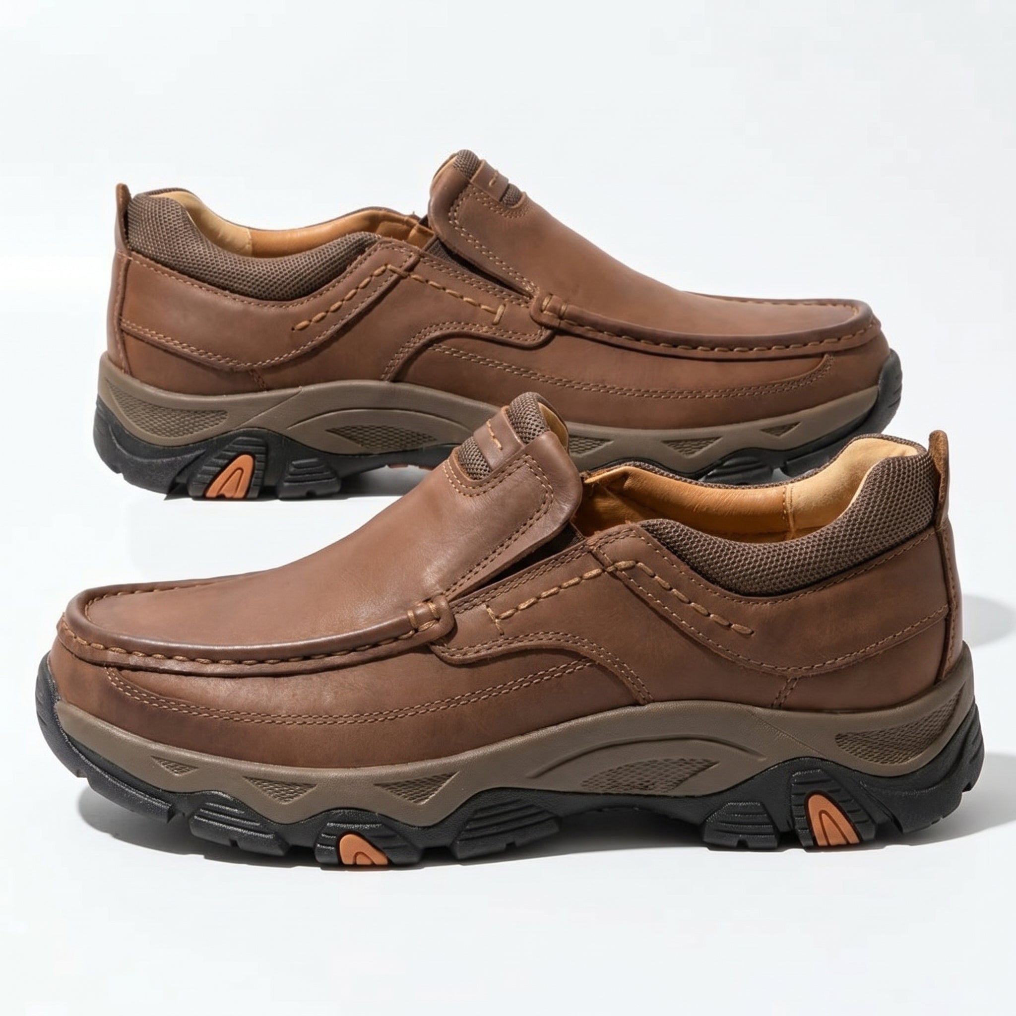 Jacob - Men's Rugged Slip - On Loafers - Loafers - Brown - Parker&Brooks