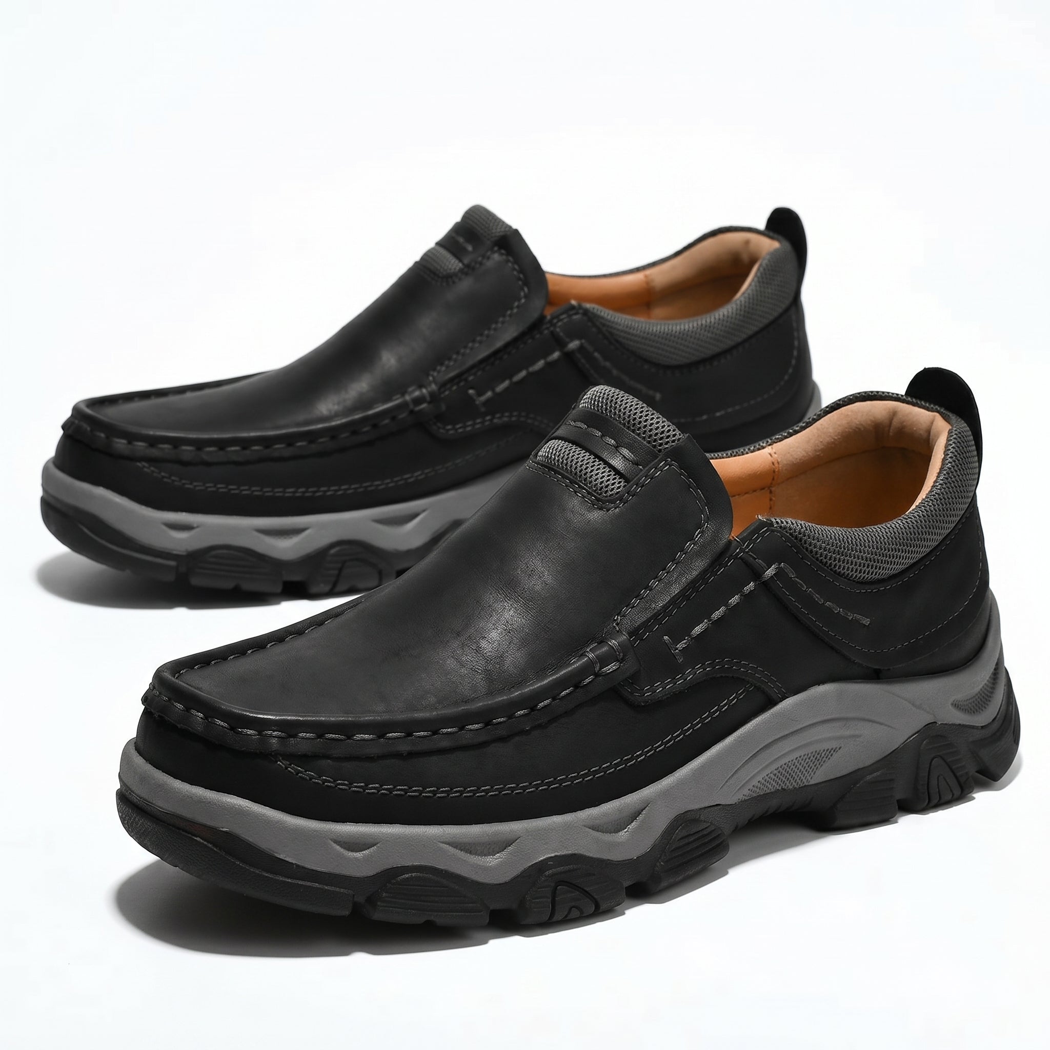 Jacob - Men's Rugged Slip - On Loafers - Loafers - Black - Parker&Brooks