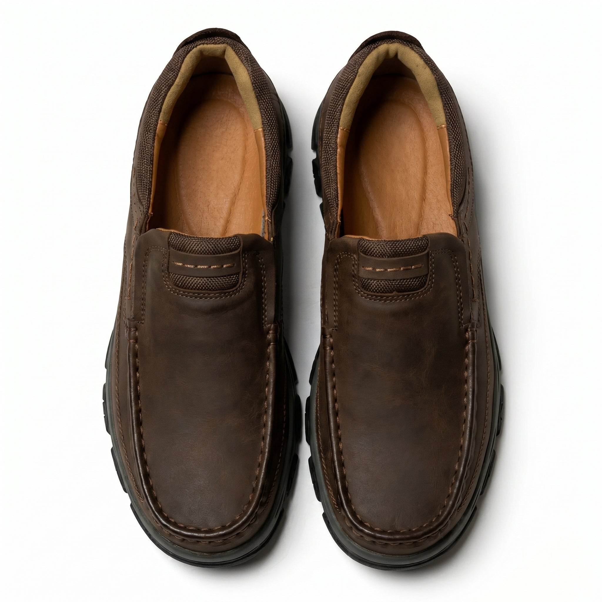 Jacob - Men's Rugged Slip - On Loafers - Loafers - Dark Brown - Parker&Brooks