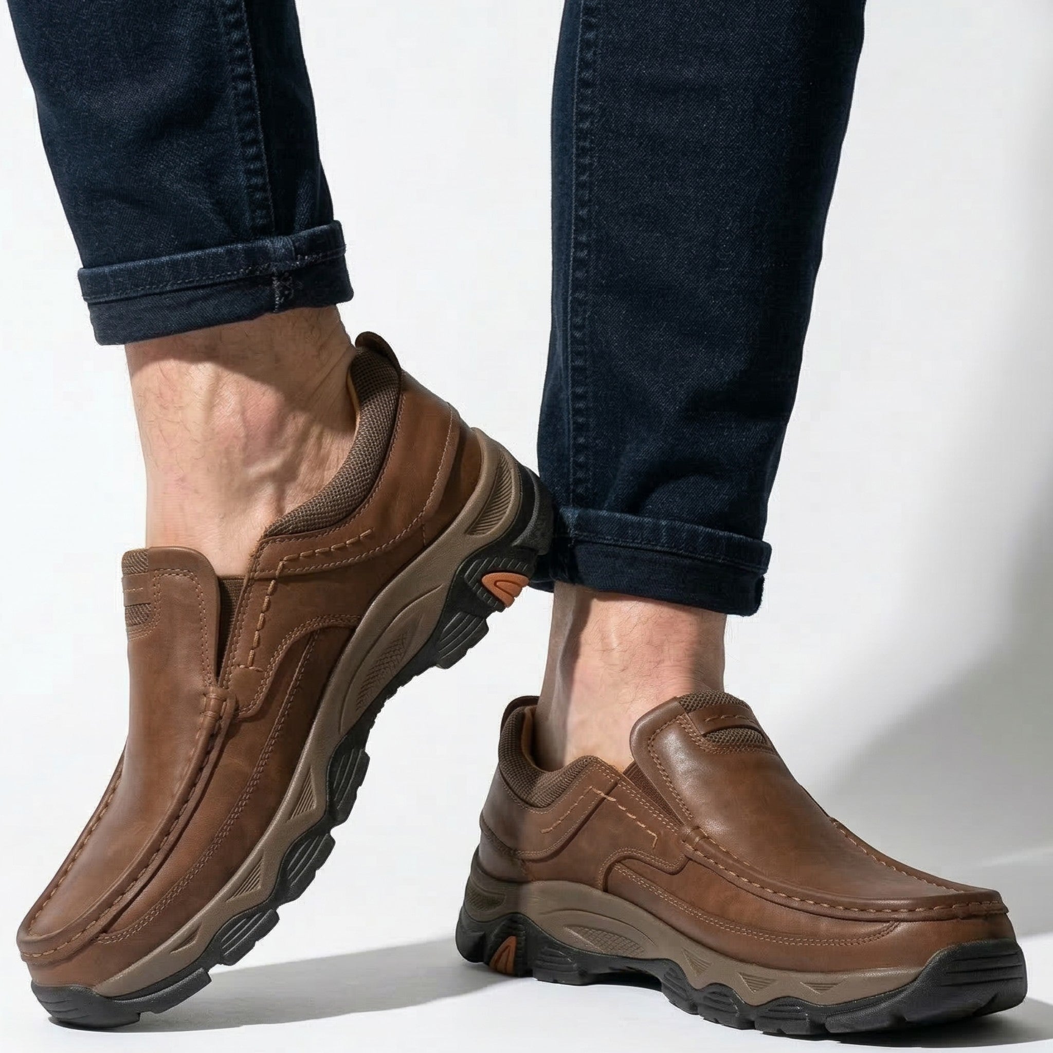 Jacob - Men's Rugged Slip - On Loafers - Loafers - Brown - Parker&Brooks